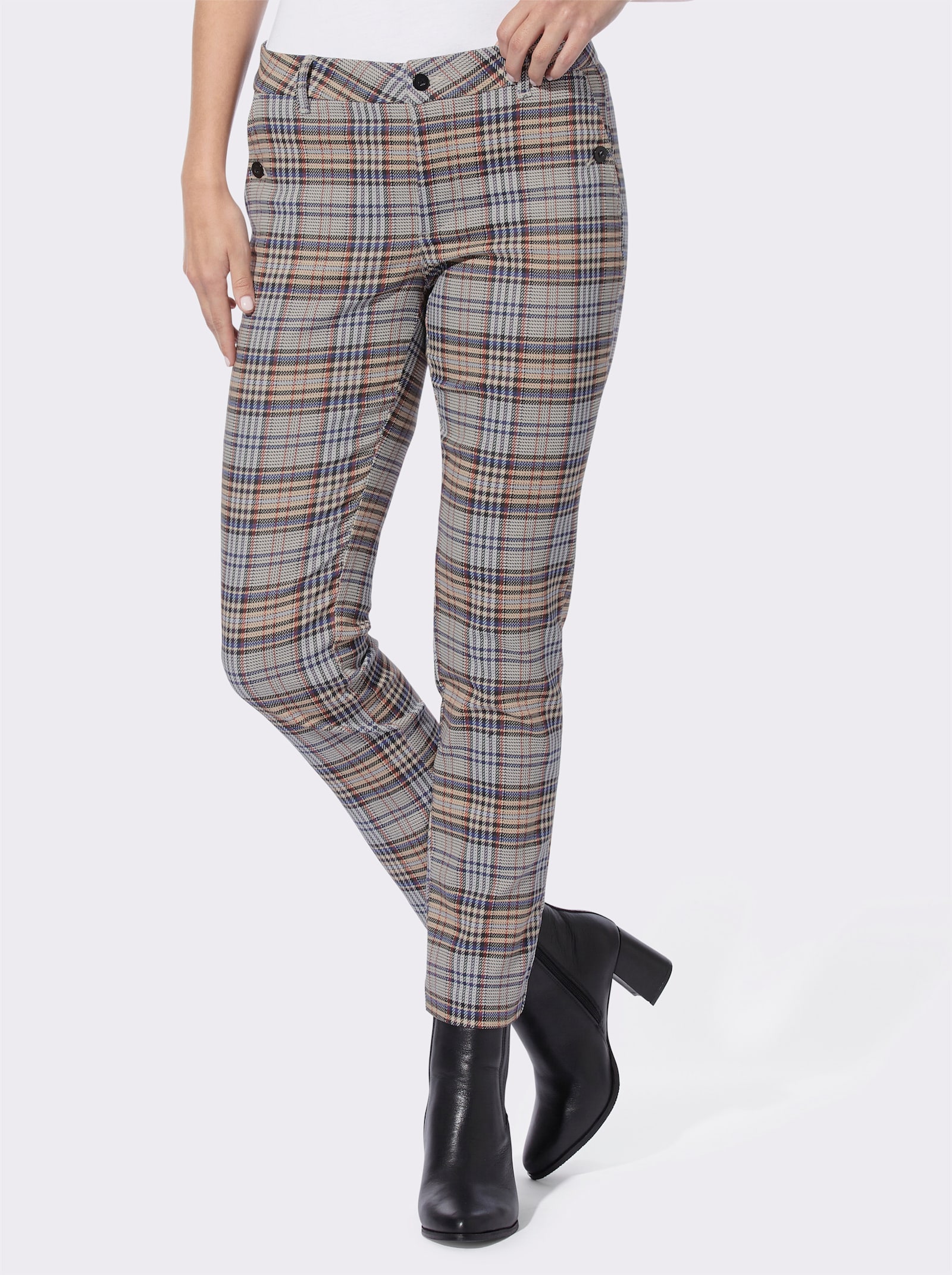 heine Geruite broek van geweven materiaal - zand/druif geruit