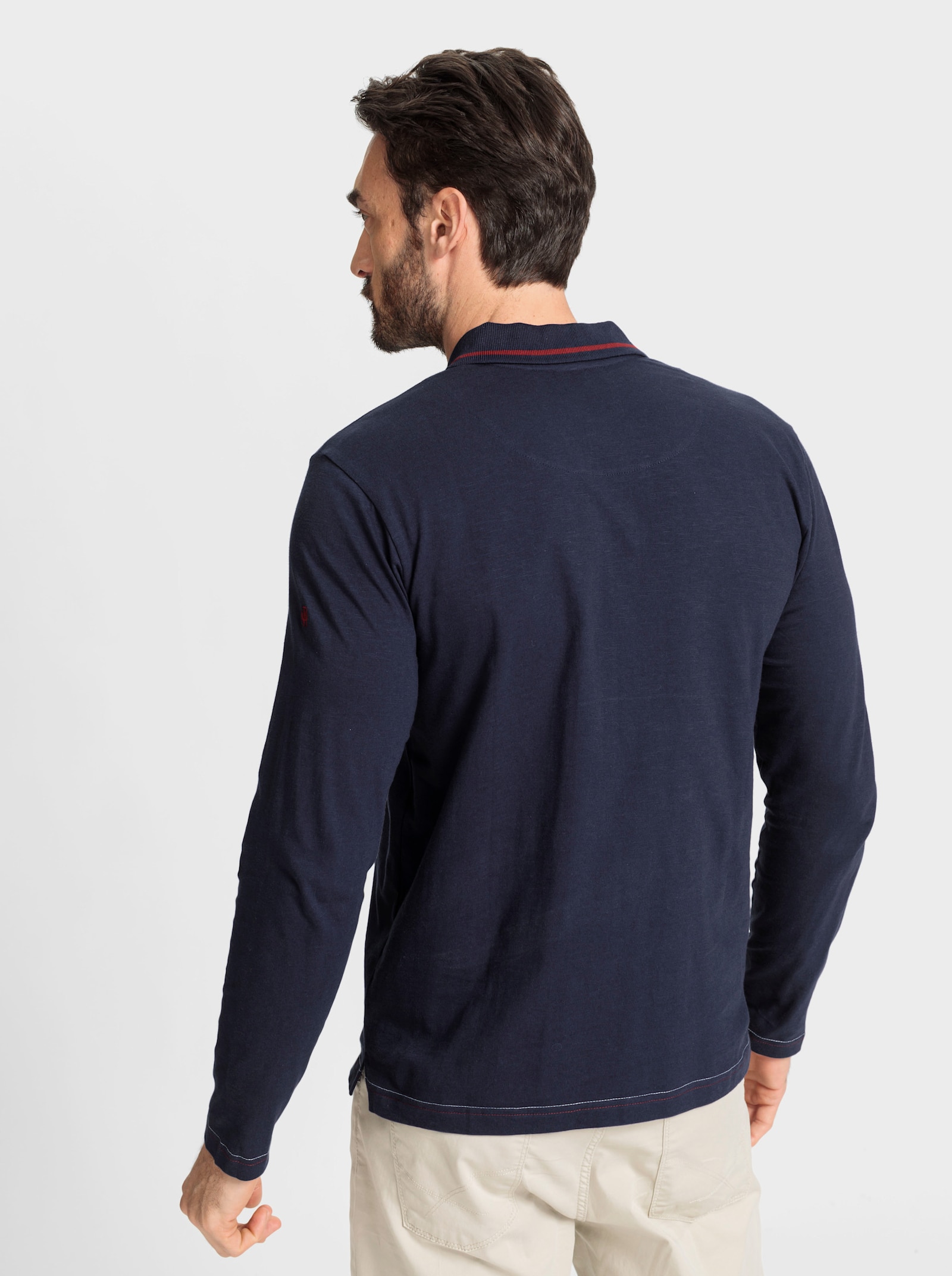 Marco Donati Langarm-Poloshirt aus reiner Baumwolle - marine