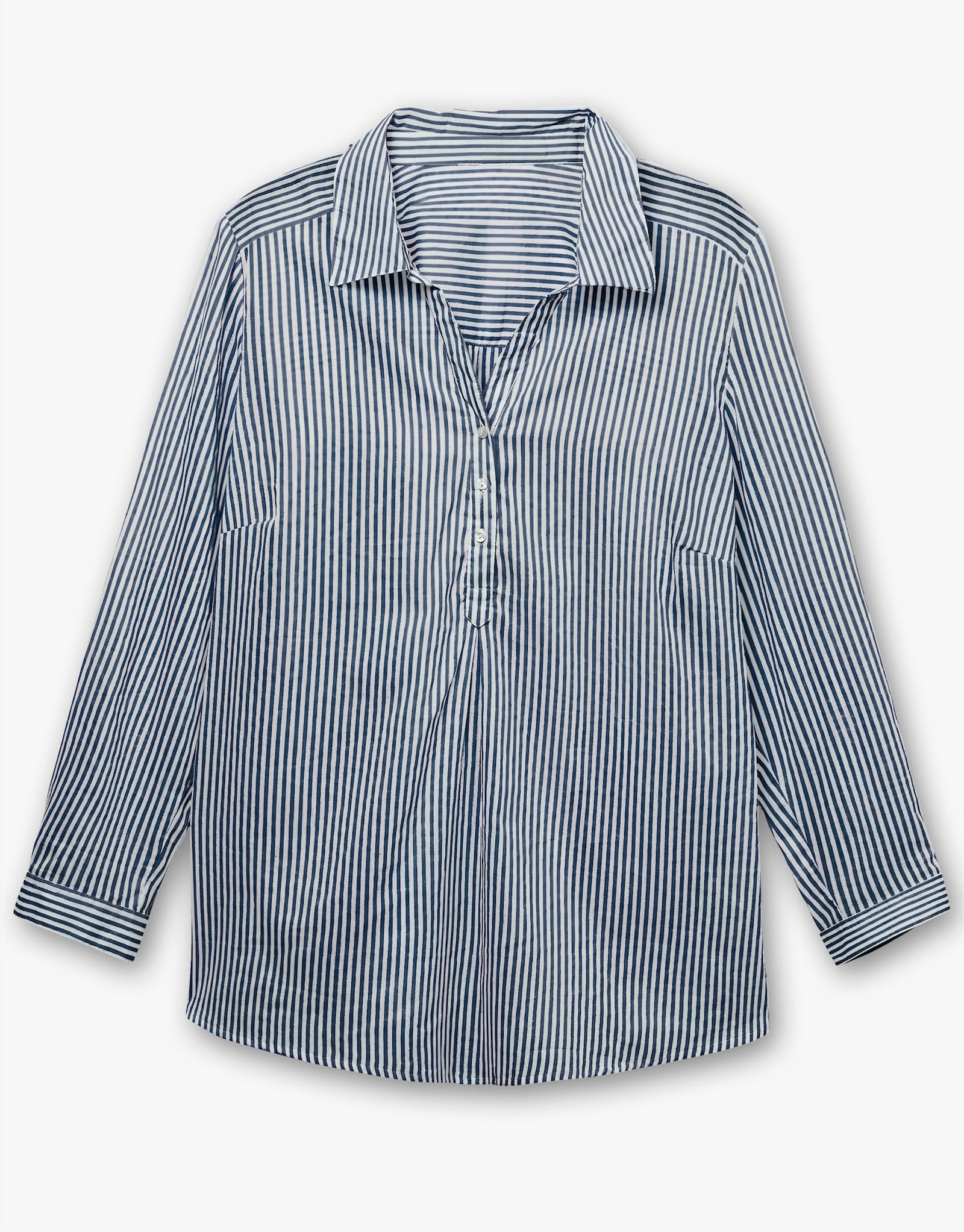 Gestreifte Bluse in Tunikaform - marine-gestreift