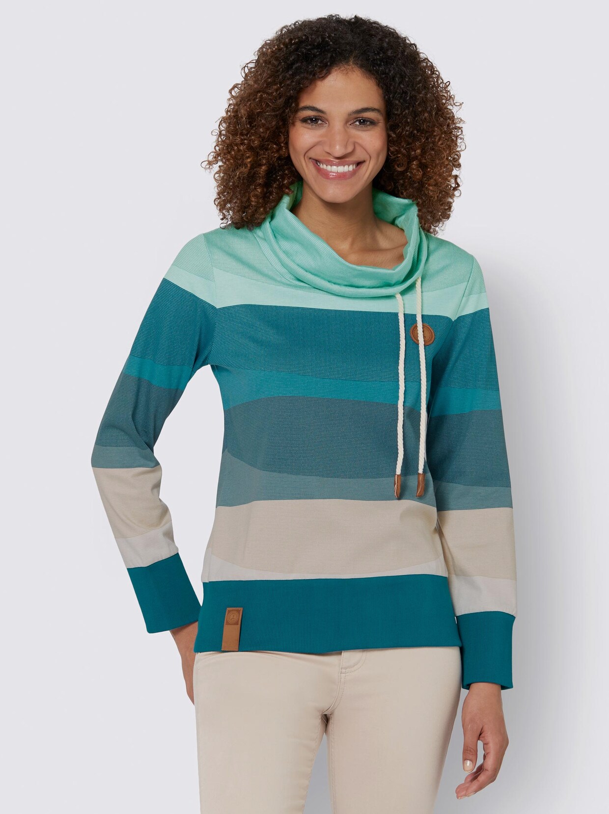 Sweatshirt - salbei-aquapetrol-geringelt
