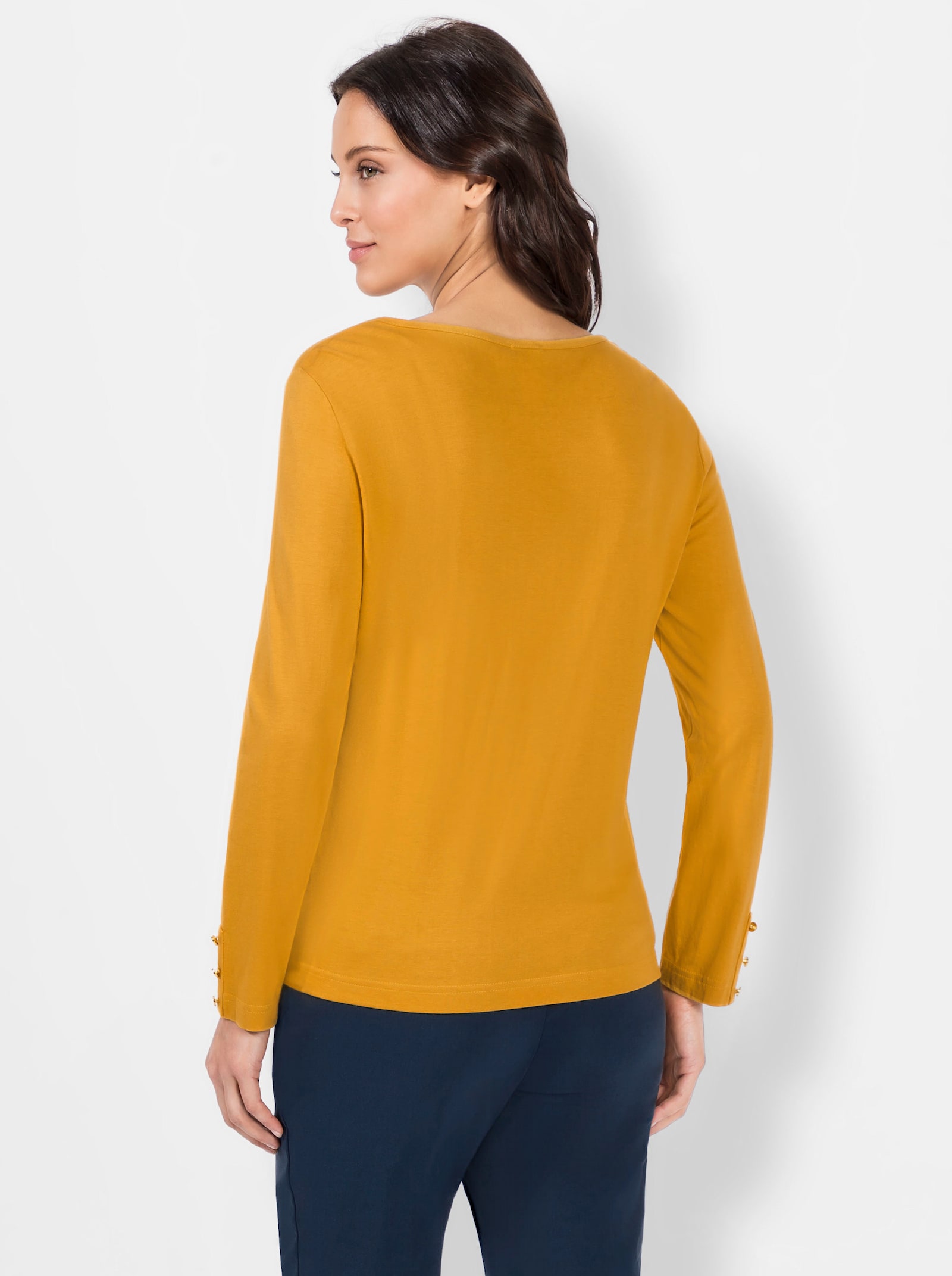 Langarmshirt mit goldfarbenen Details - curry