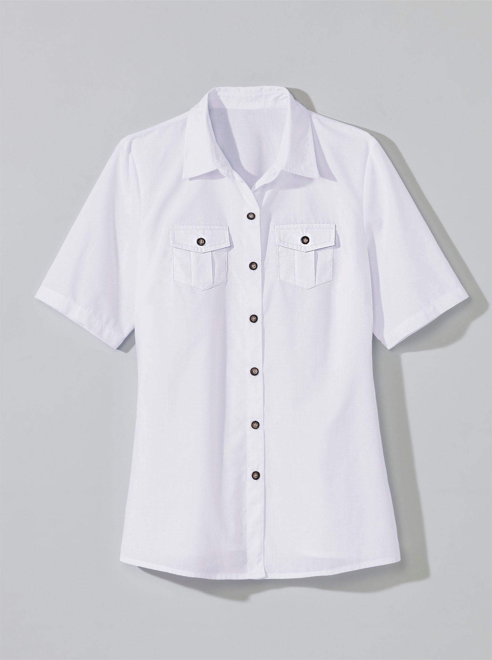 Skjorta med bröstfickor med lock - vit