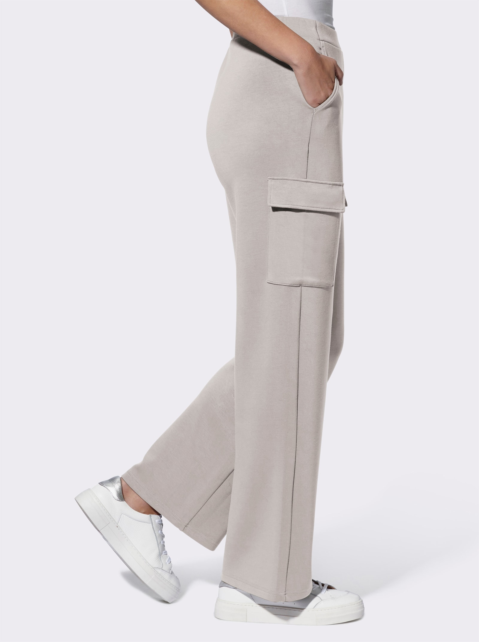 heine Jerseyhose mit Cargo-Taschen, aufgesetzt - hellgrau
