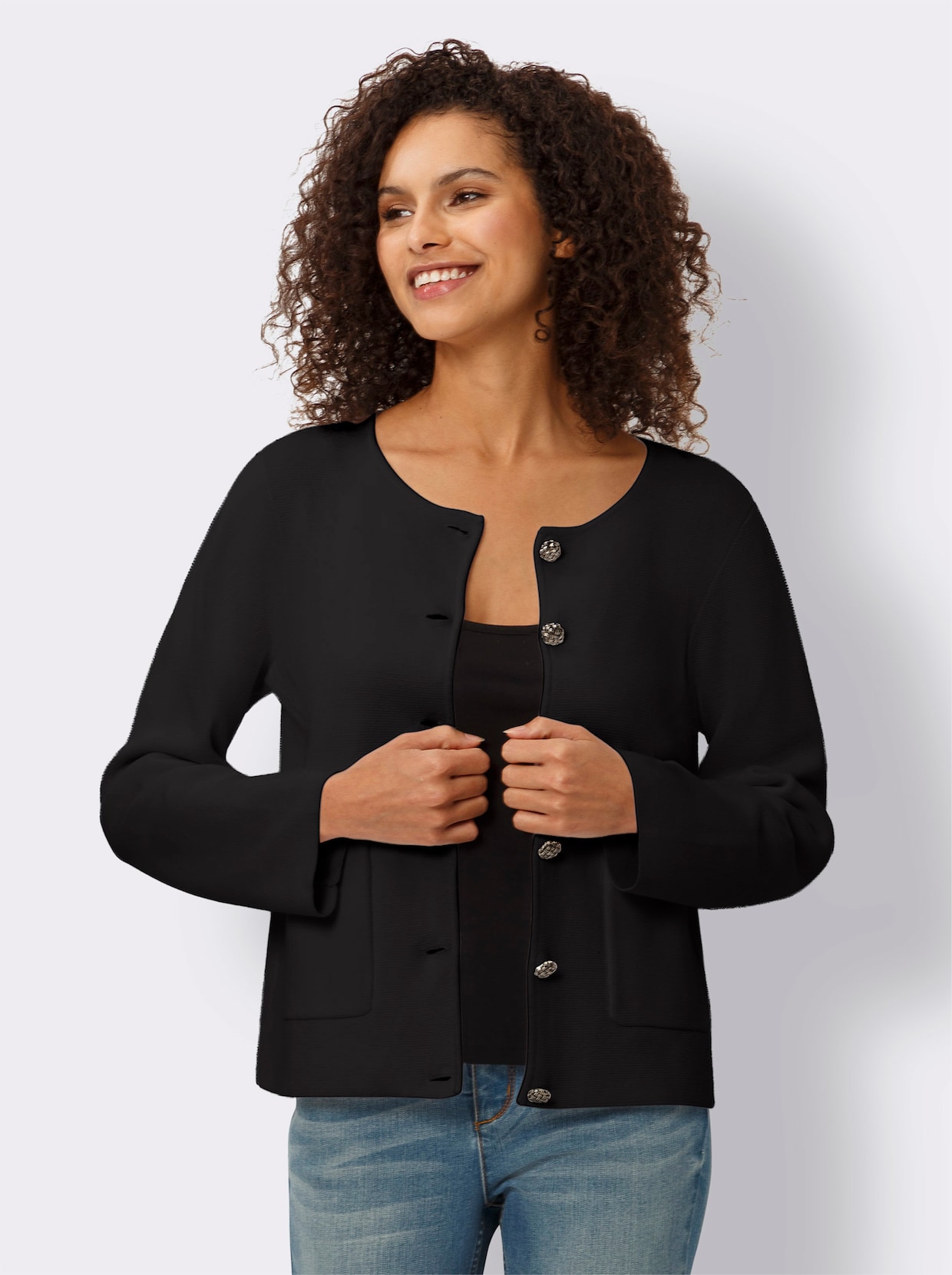 heine Veste en tricot fin - noir