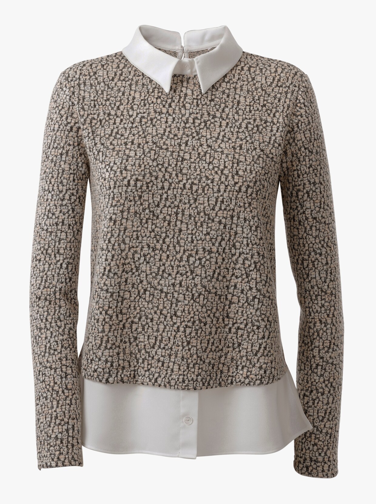 2-in-1-Shirt - apricot-ecru-gemustert