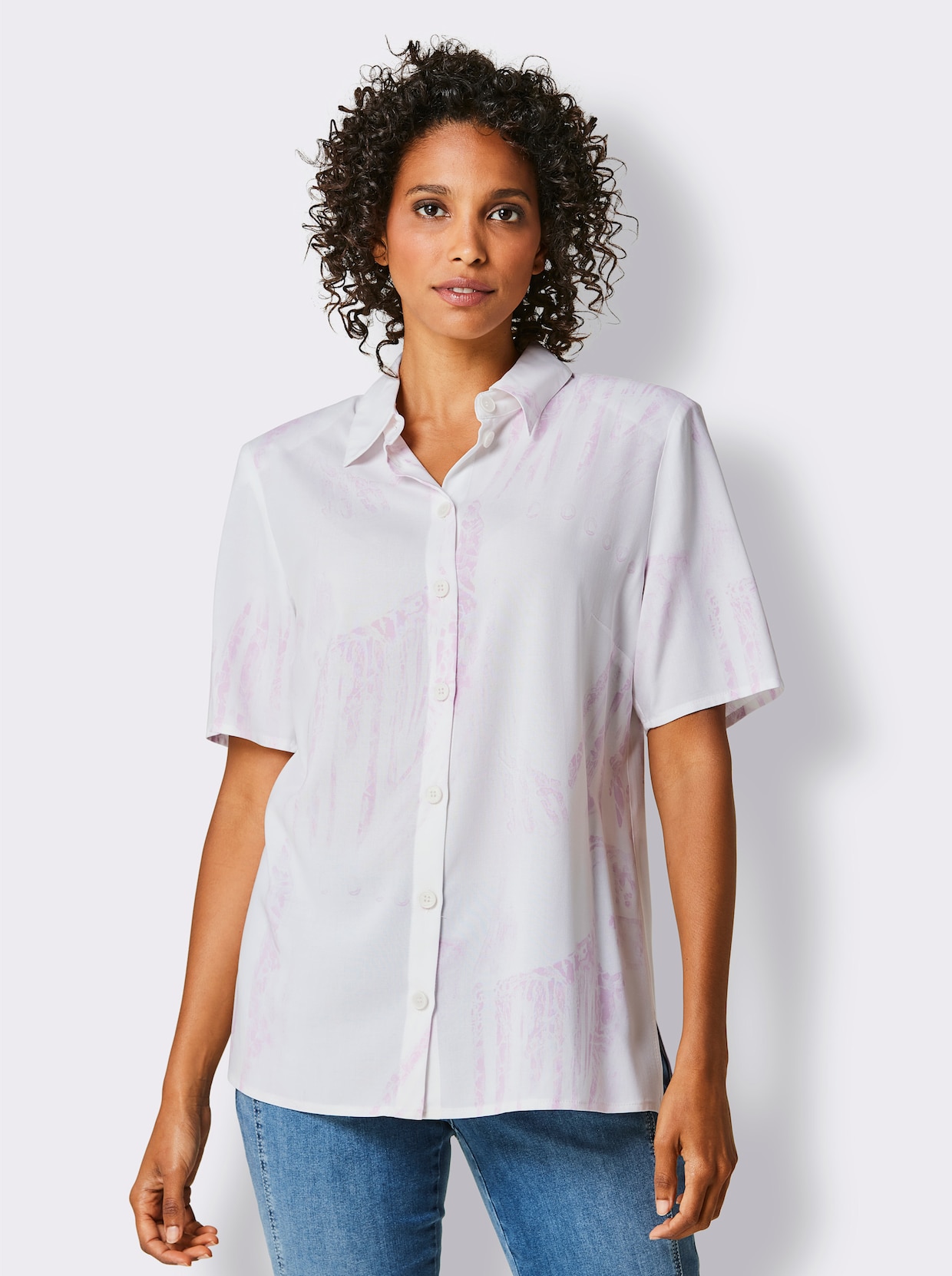 Overhemdblouse - wit/roze