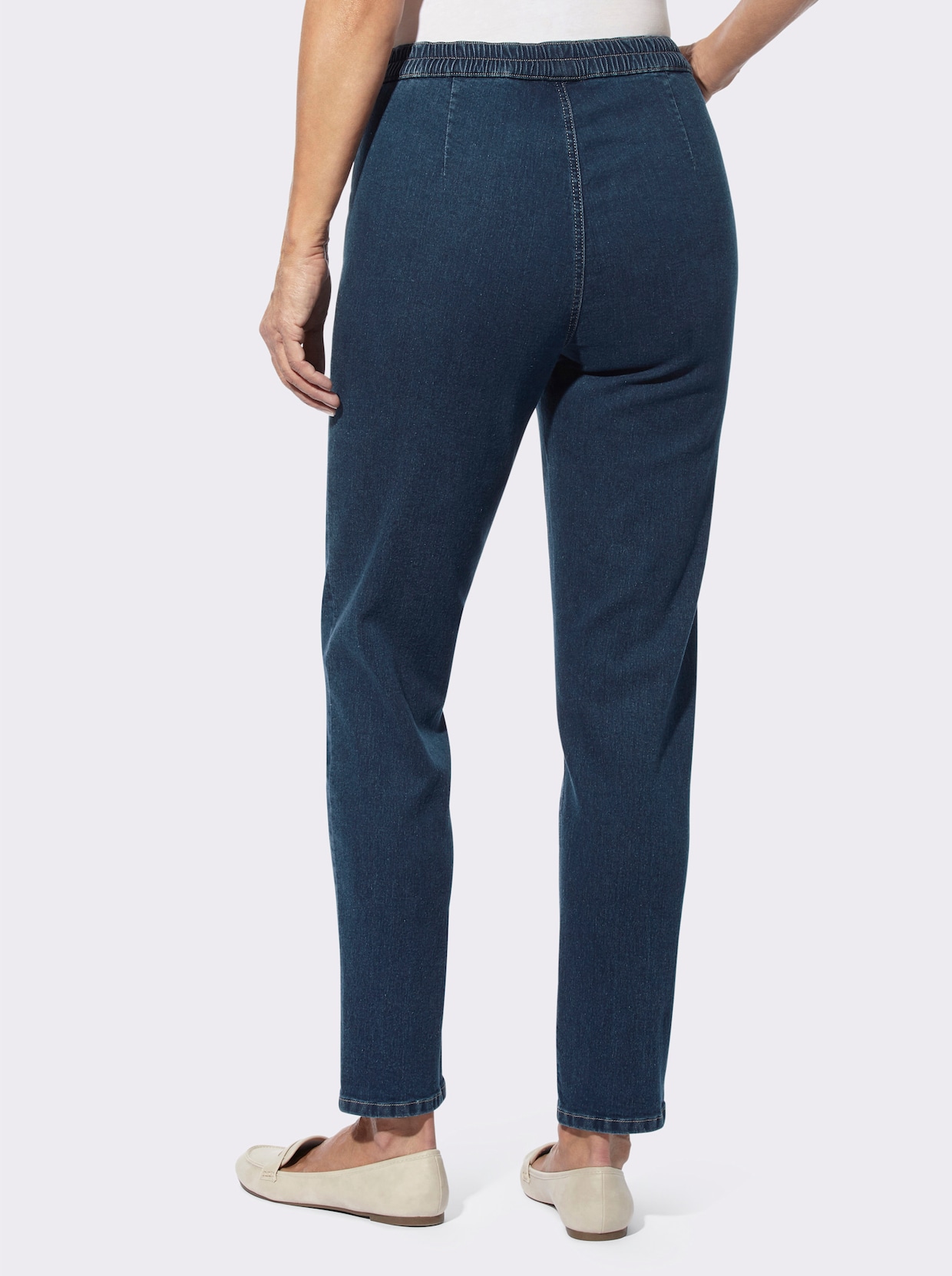 Jeans med resår - blue-stone-washed