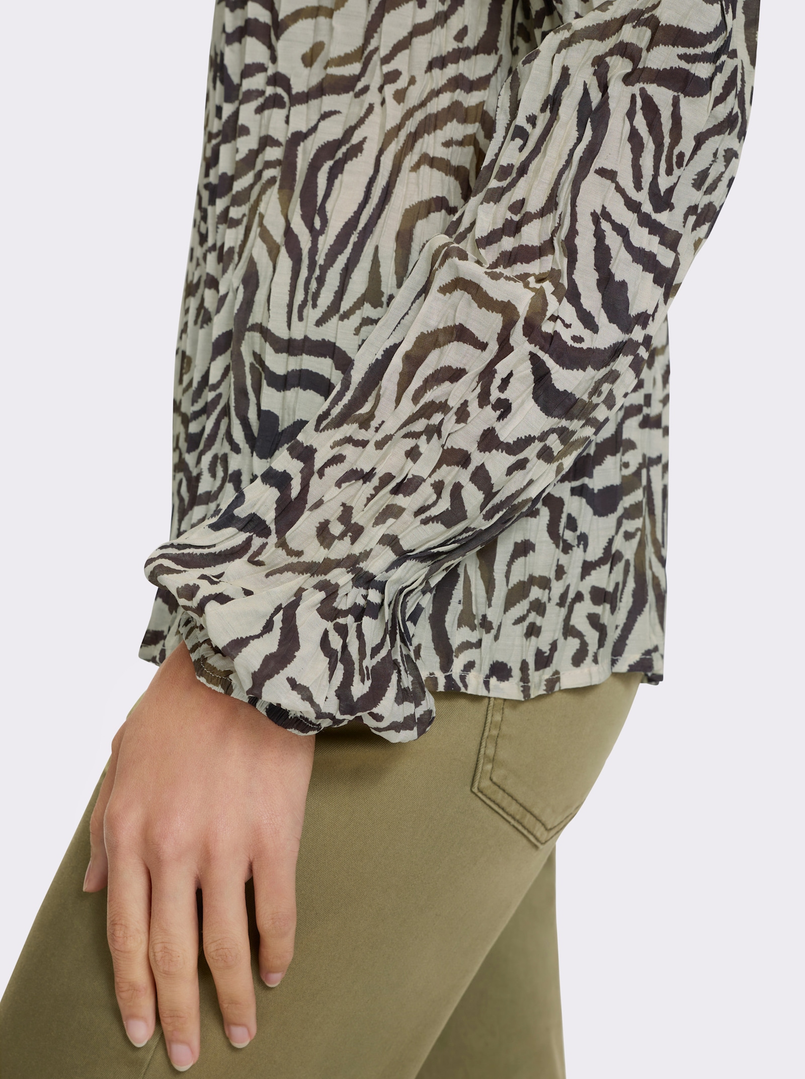 heine Blouse met print en variabele hals - zand/bruin geprint
