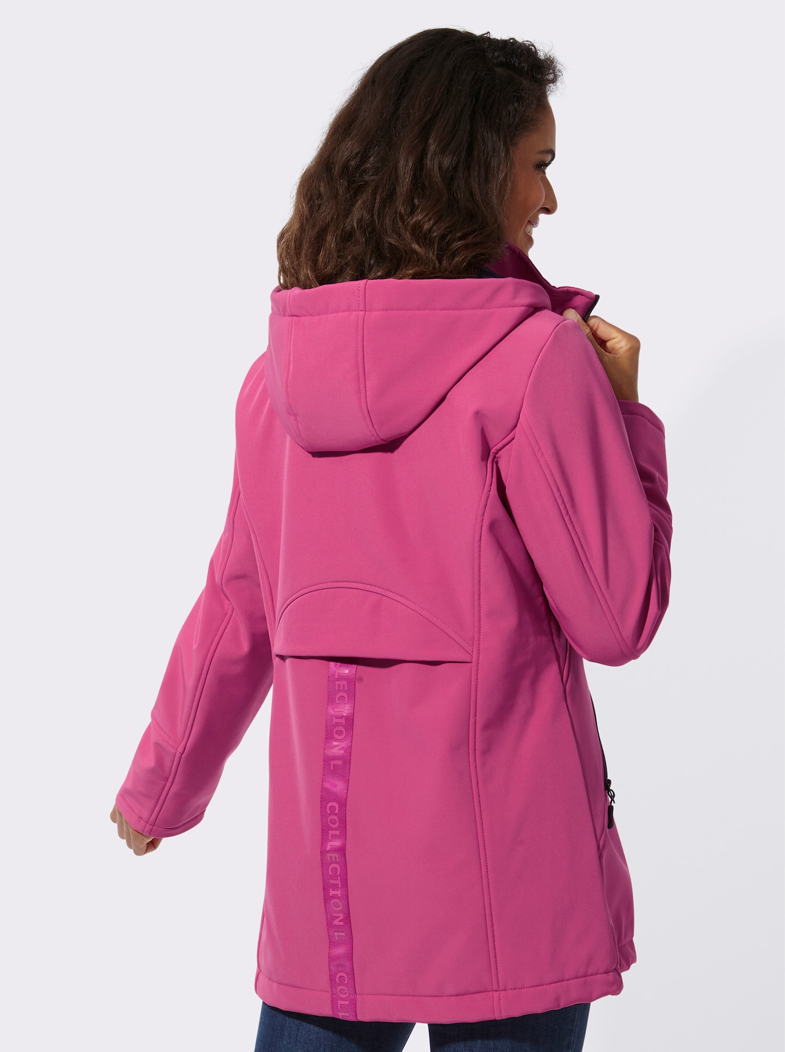 Softshelljacke mit kontrastfarbigem Futter - fuchsia