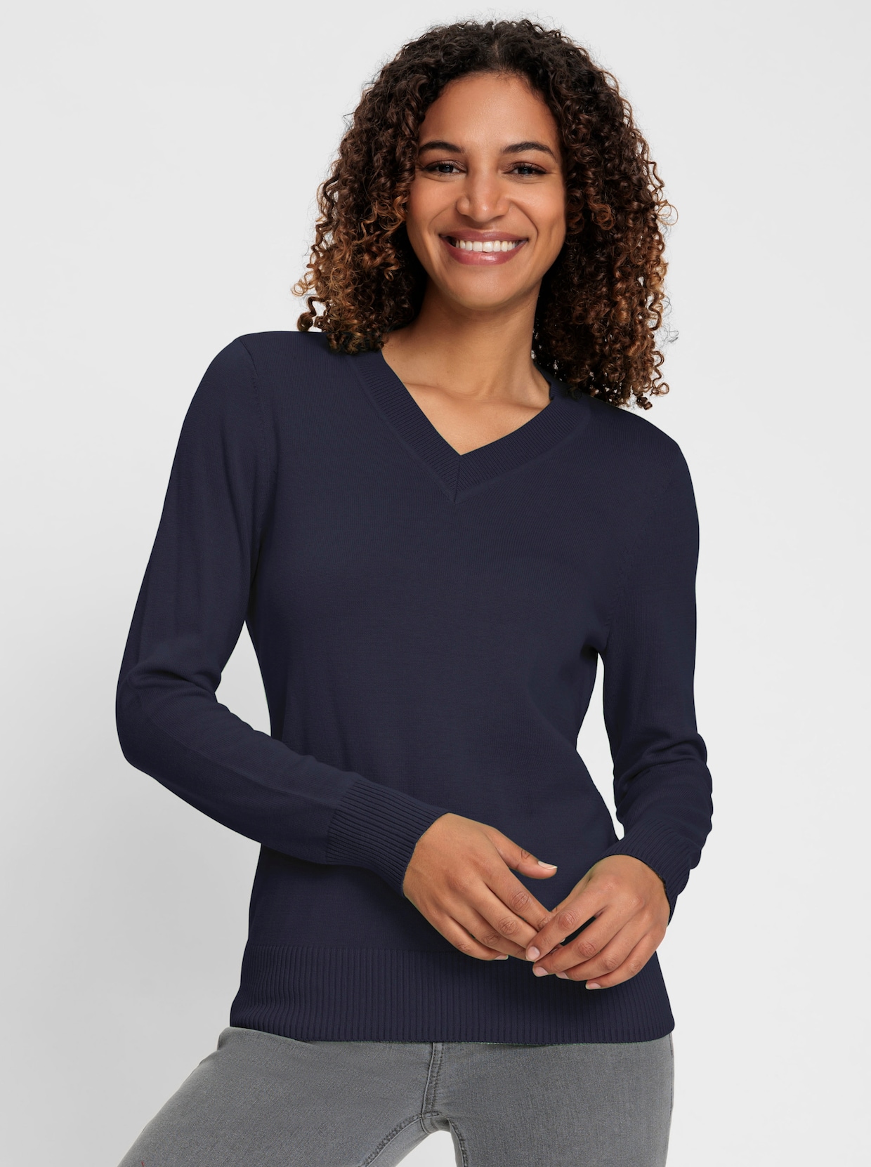 Pullover met V-hals - marine