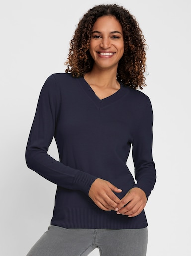 V-Ausschnitt-Pullover - marine