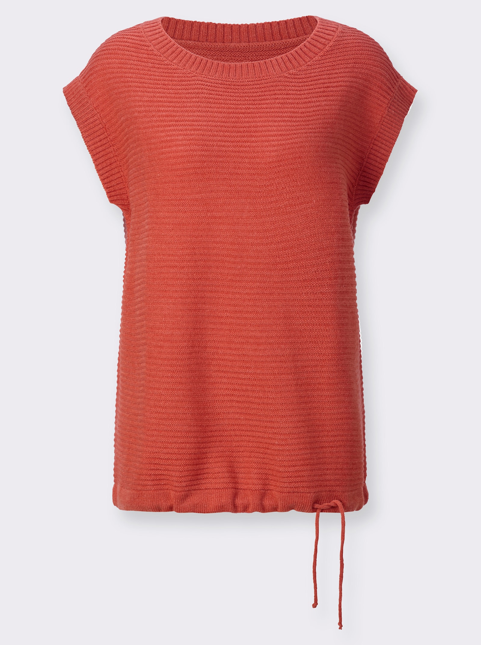 Svetr bez rukávů s žebrovaným vzorem - terra