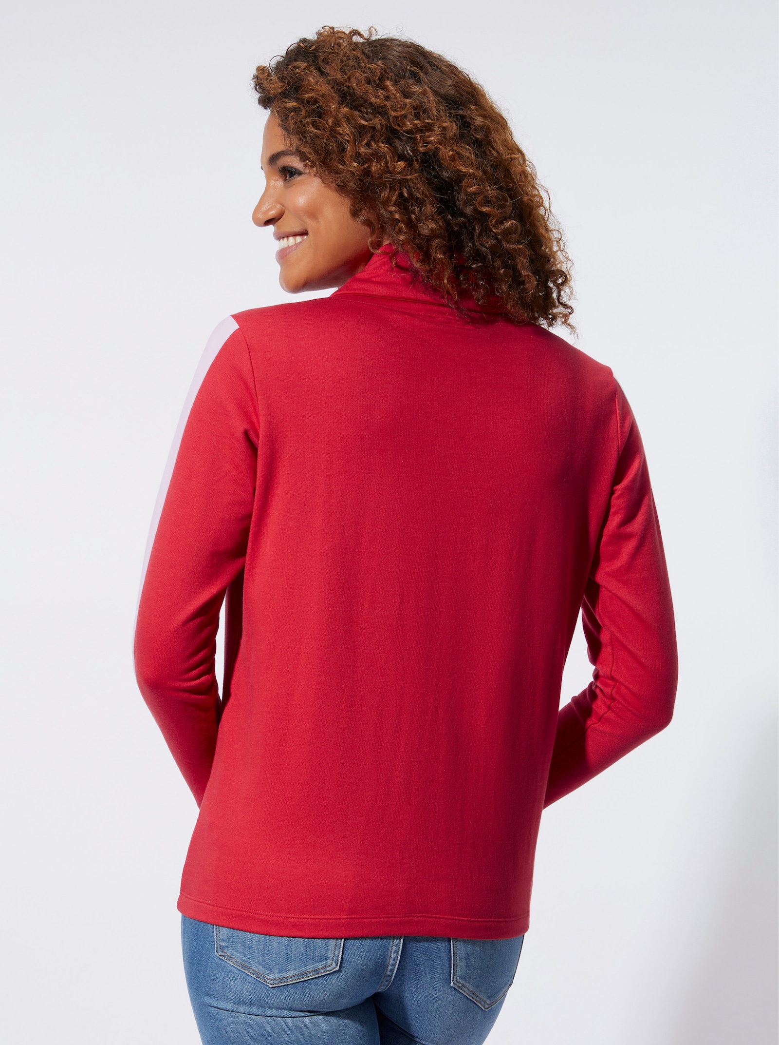 Sweatshirt mit halsfernem Stehkragen - erdbeere