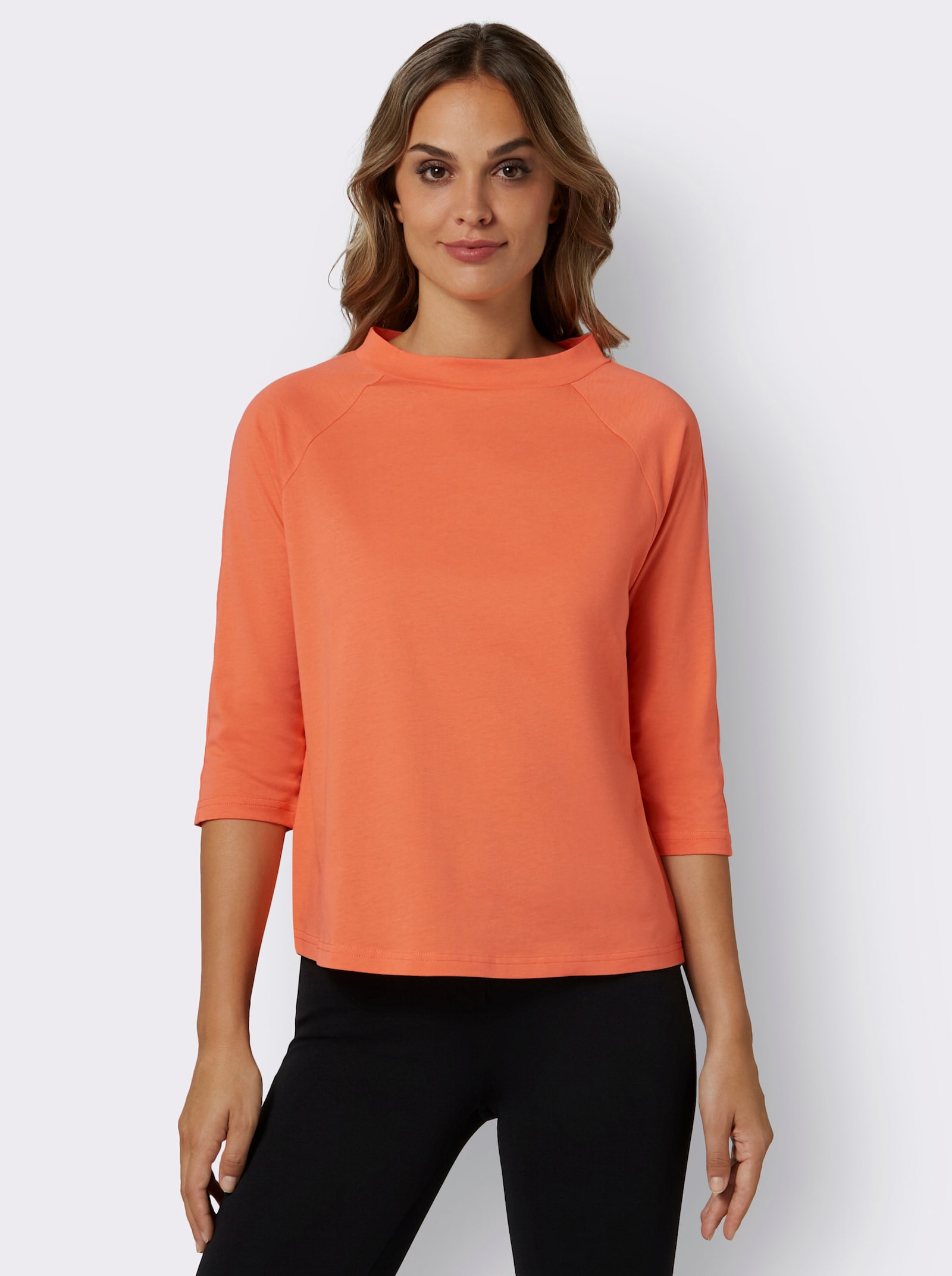 3/4-Arm-Shirt mit Kelchkragen - mandarine