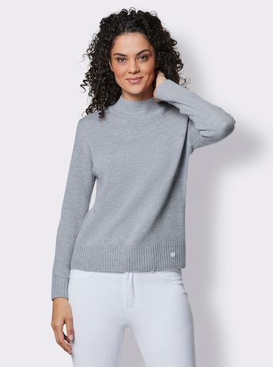 CREATION L PREMIUM Merino-Kaschmir-Pullover - bleu-meliert