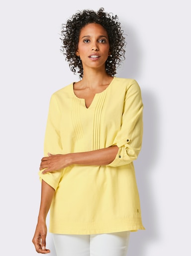 CREATION L PREMIUM Leinenbluse im Tunika-Stil - zitrone
