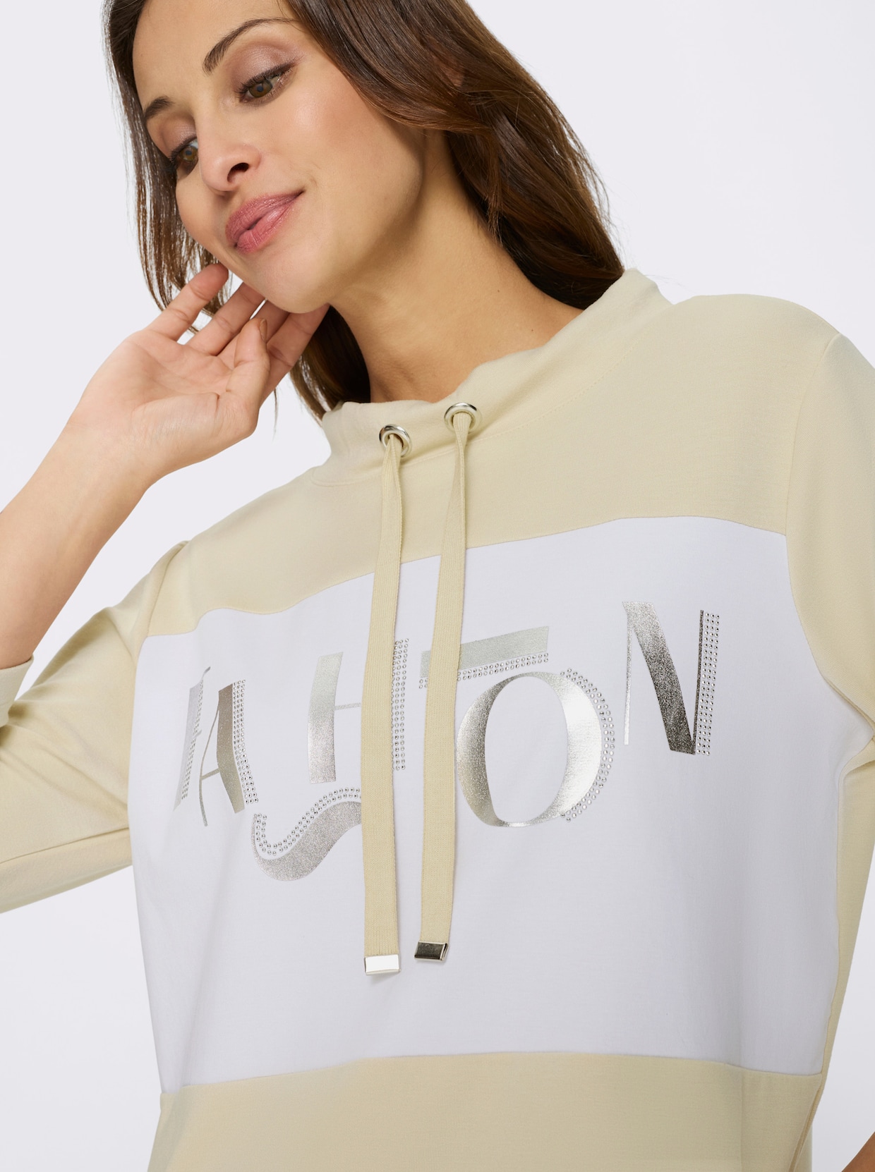 Sweatshirt - sand-weiß-geringelt