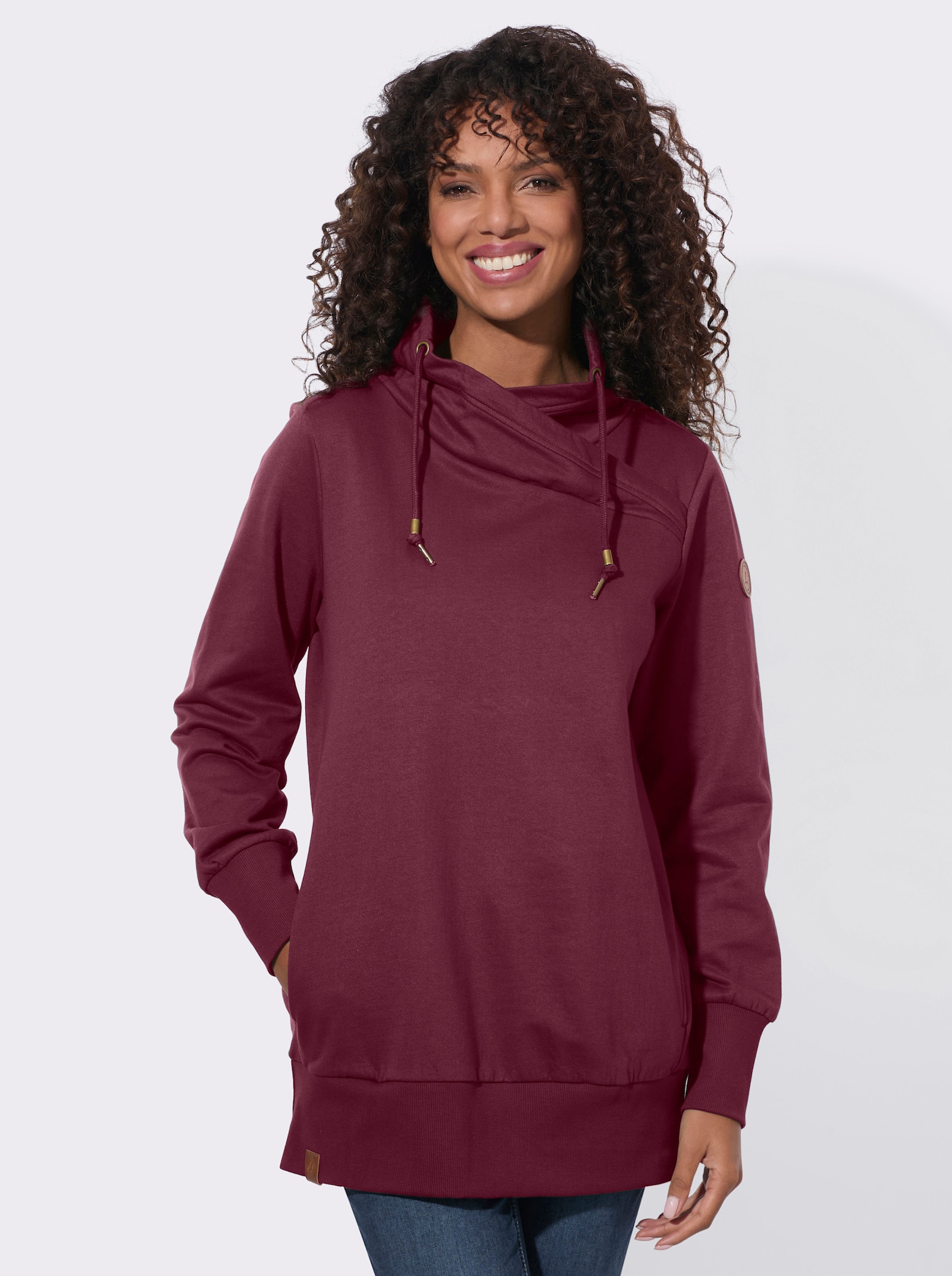 Sweatshirt mit asymmetrischem Kragen - bordeaux