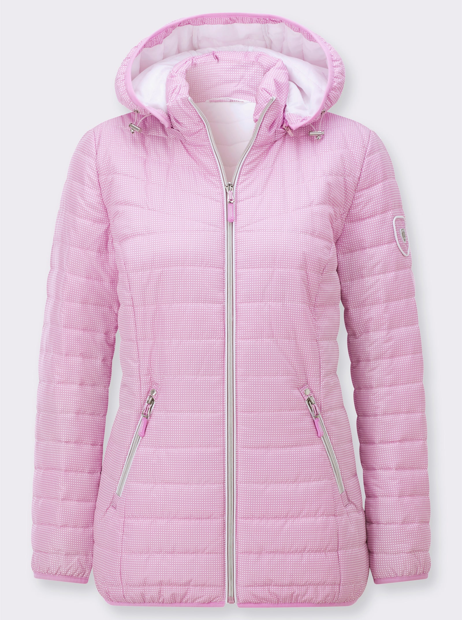 Gewatteerde jas met afneembare capuchon - orchidee-wit-bedrukt