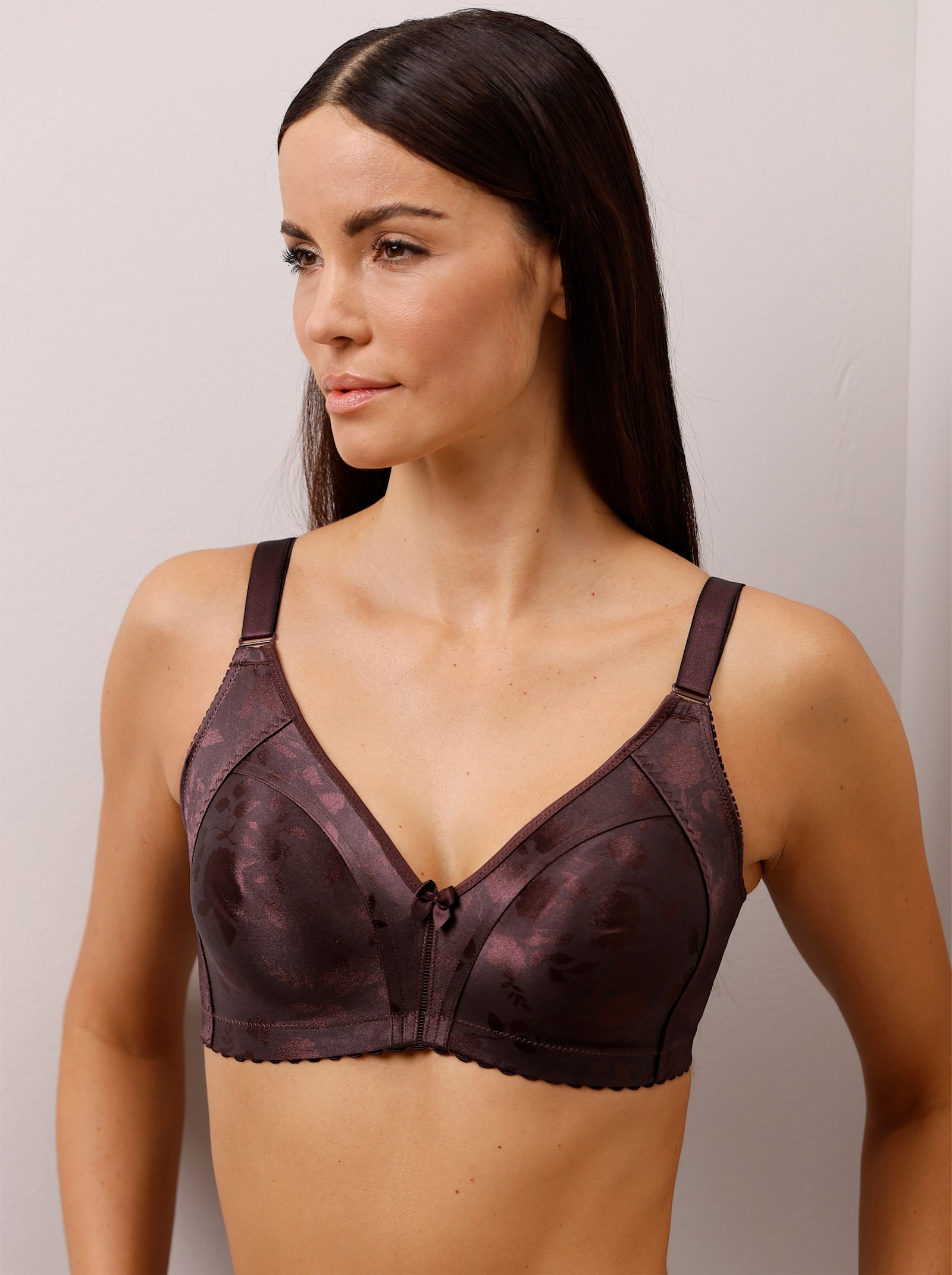 Naturana Minimizer-BH ohne Bügel im Blümchendessin - burgund