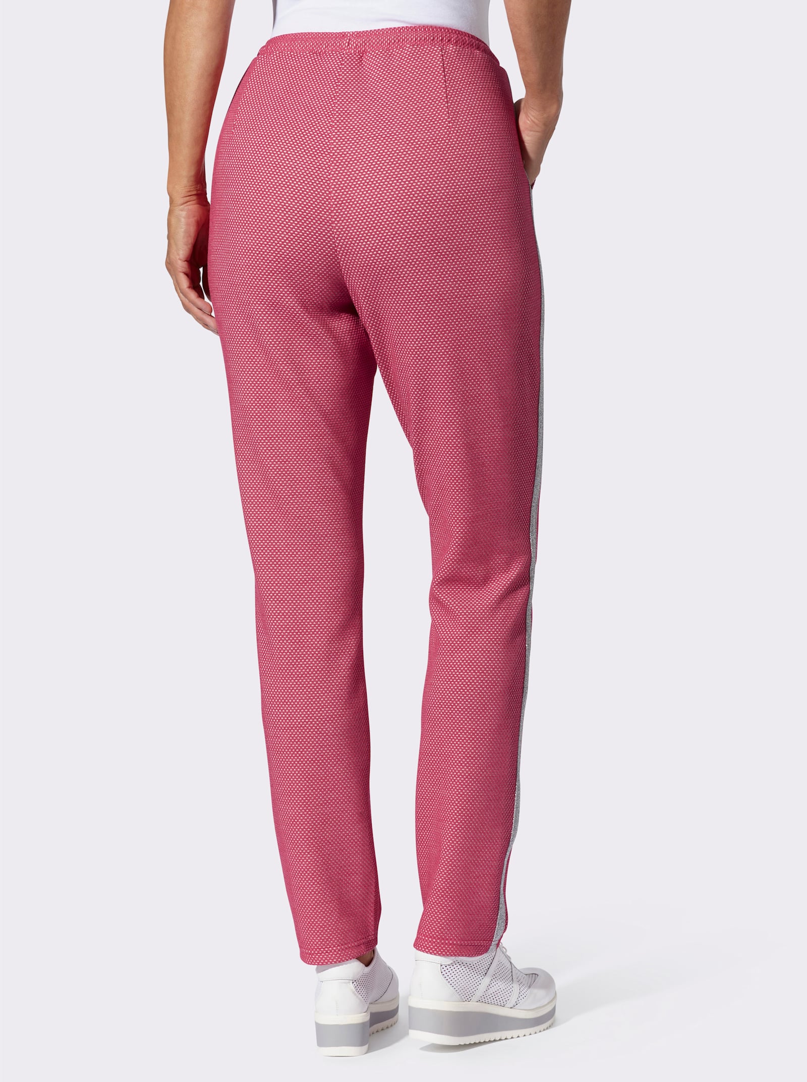 Comfortbroek met zilverkleurige galonstrepen - pink gedessineerd