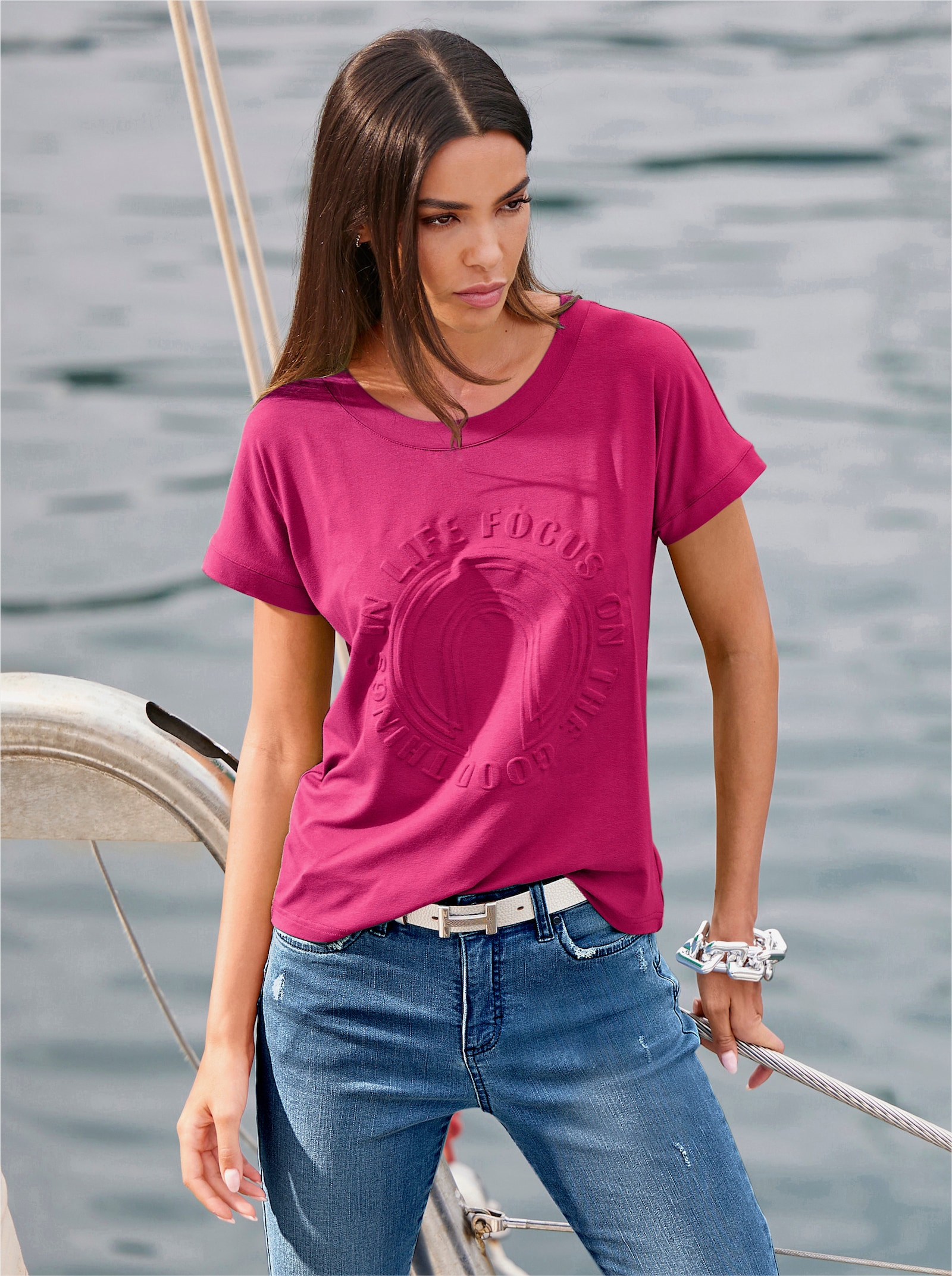 heine Kurzarmshirt mit Elasthan-Anteil - pink