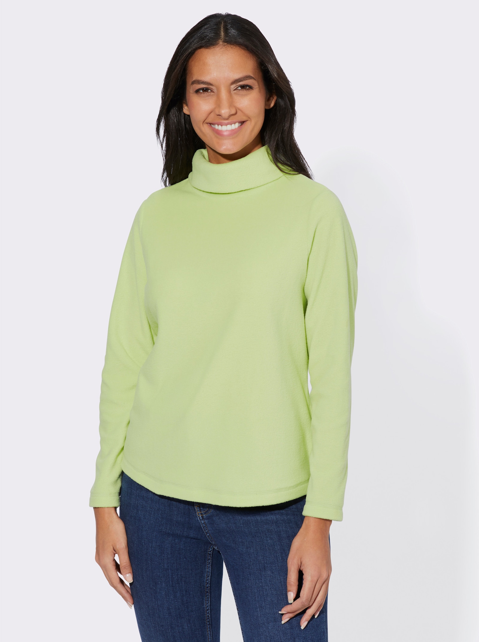 Fleeceshirt mit Zier-Nähten - pistazie