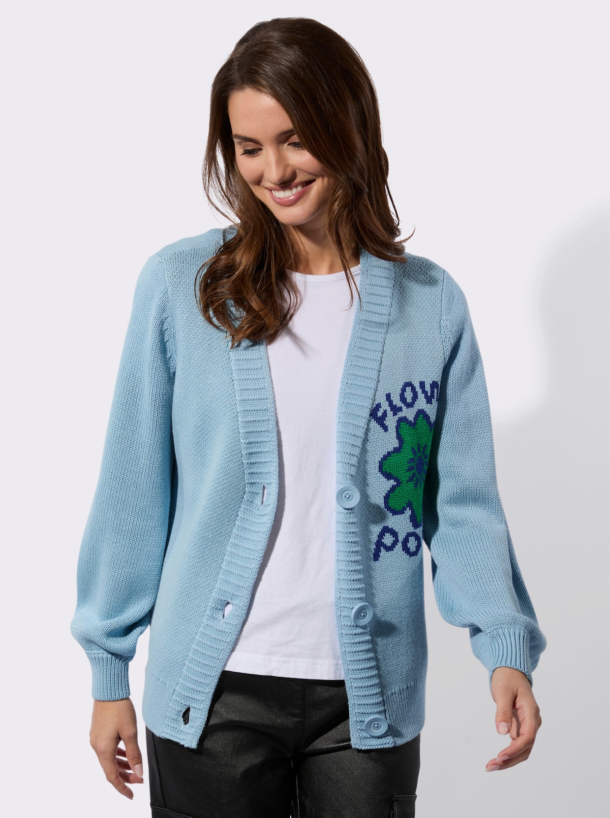 Strickjacke - eisblau