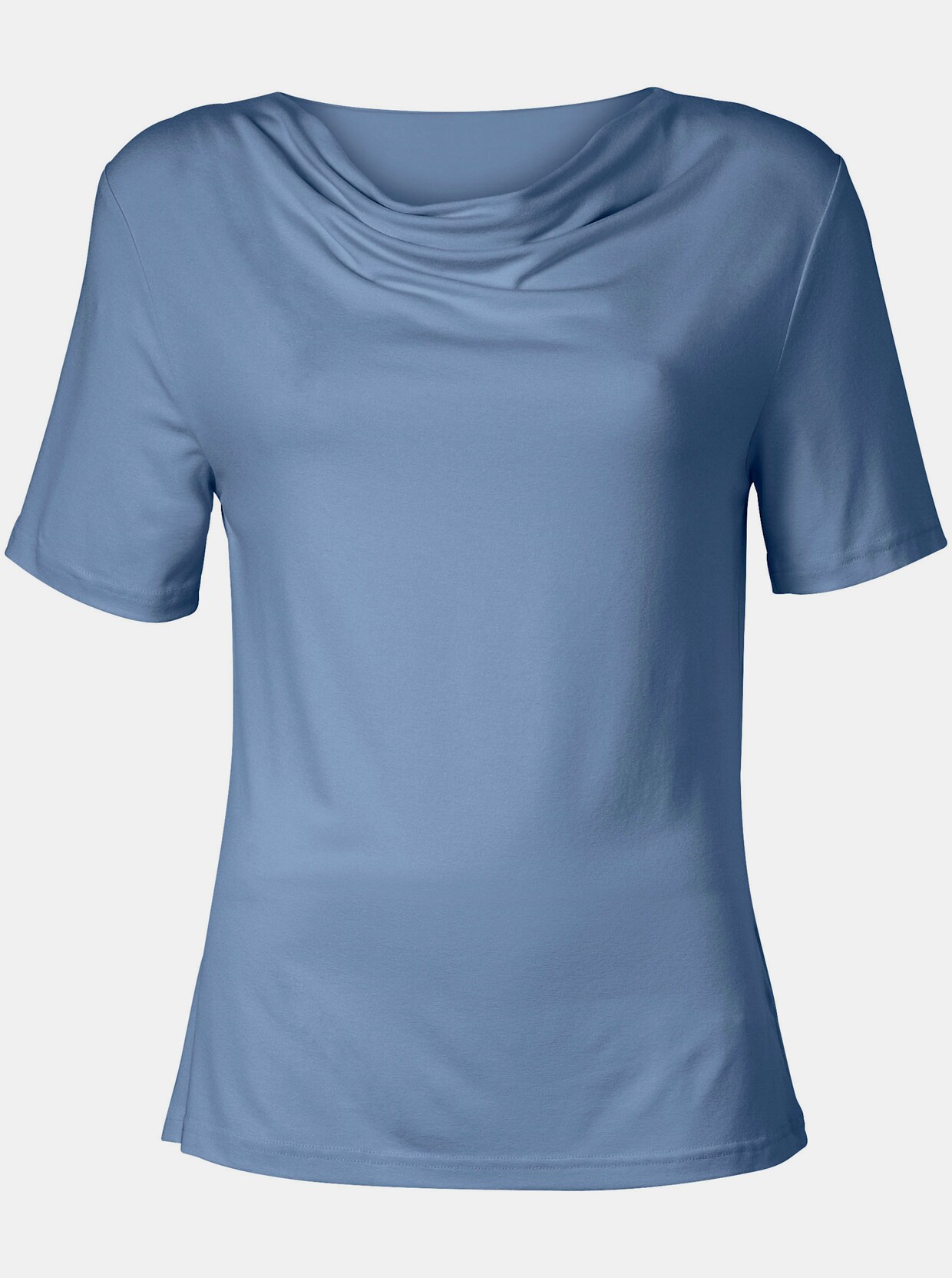 Shirt met cascadehals - bleu