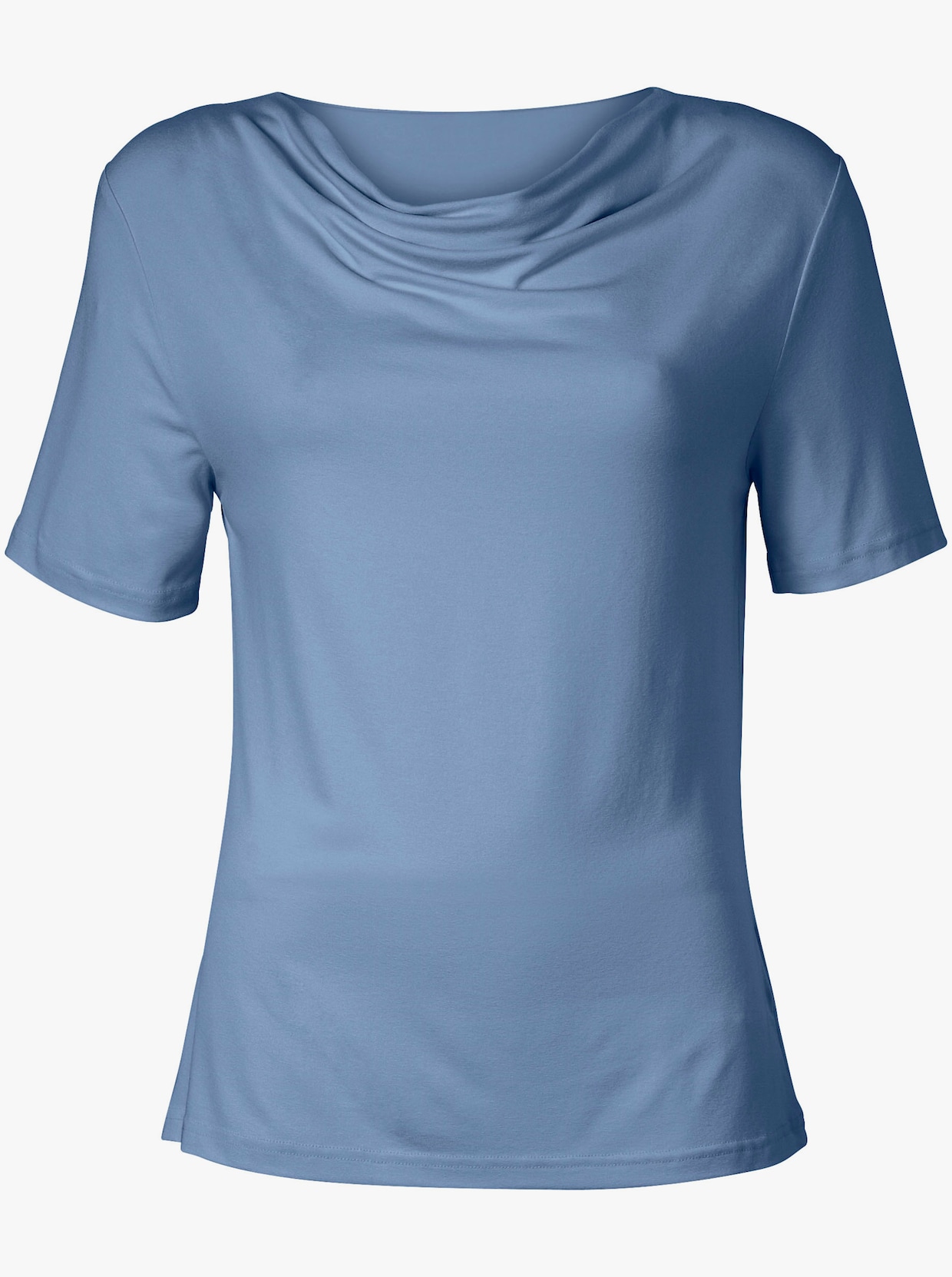 Tričko s řaseným výstřihem - modrá