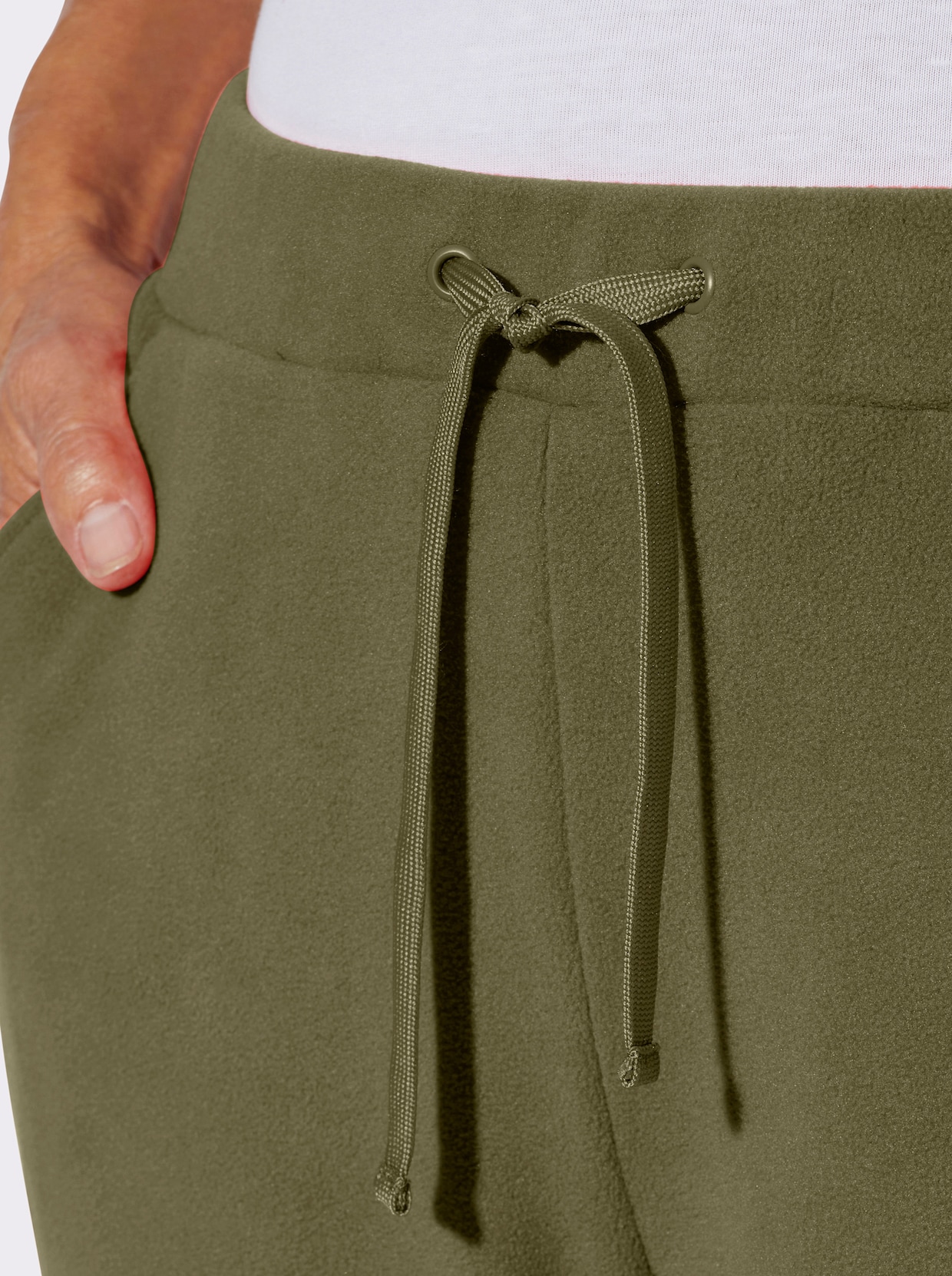 Fleecebyxa med hel resårlinning - oliv