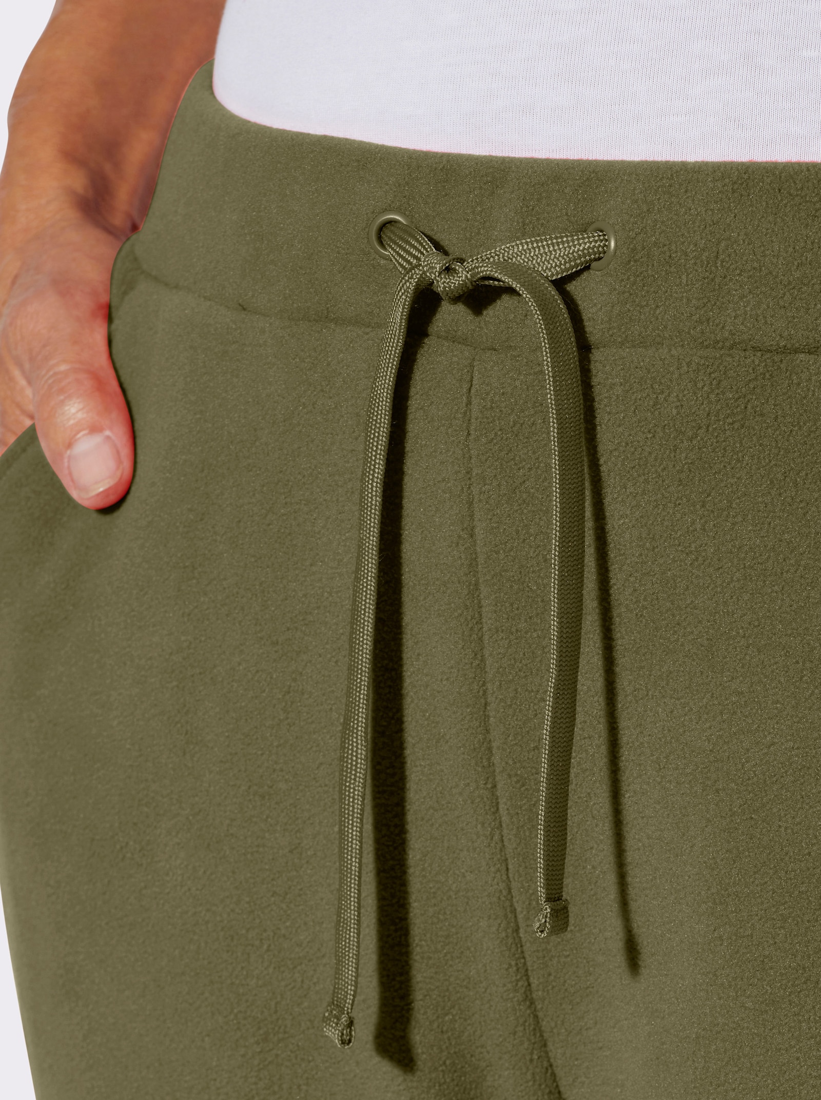 Fleecebyxa med hel resårlinning - oliv
