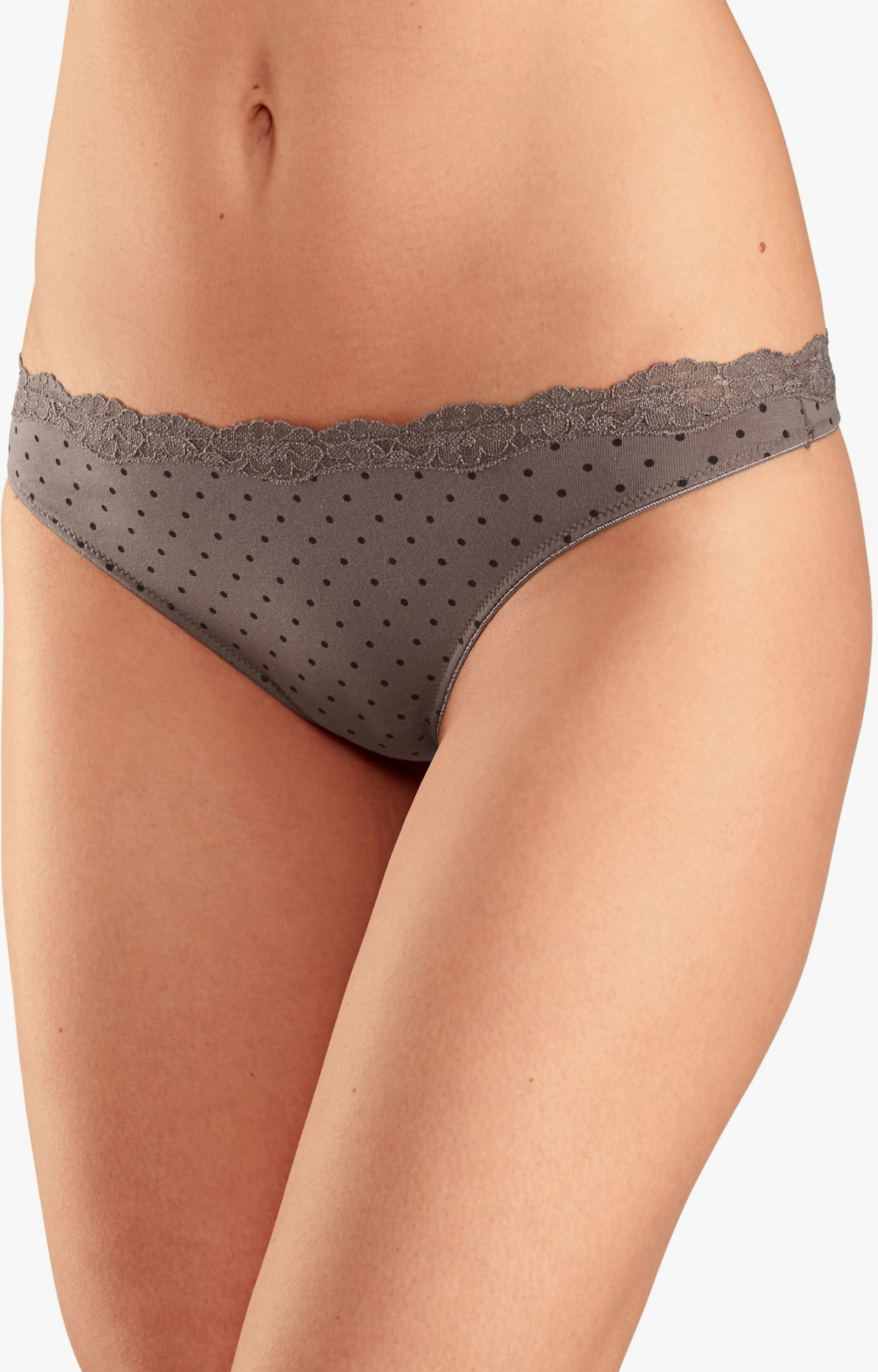 LASCANA String - effen taupe, gestippeld/gestreept, gestreept