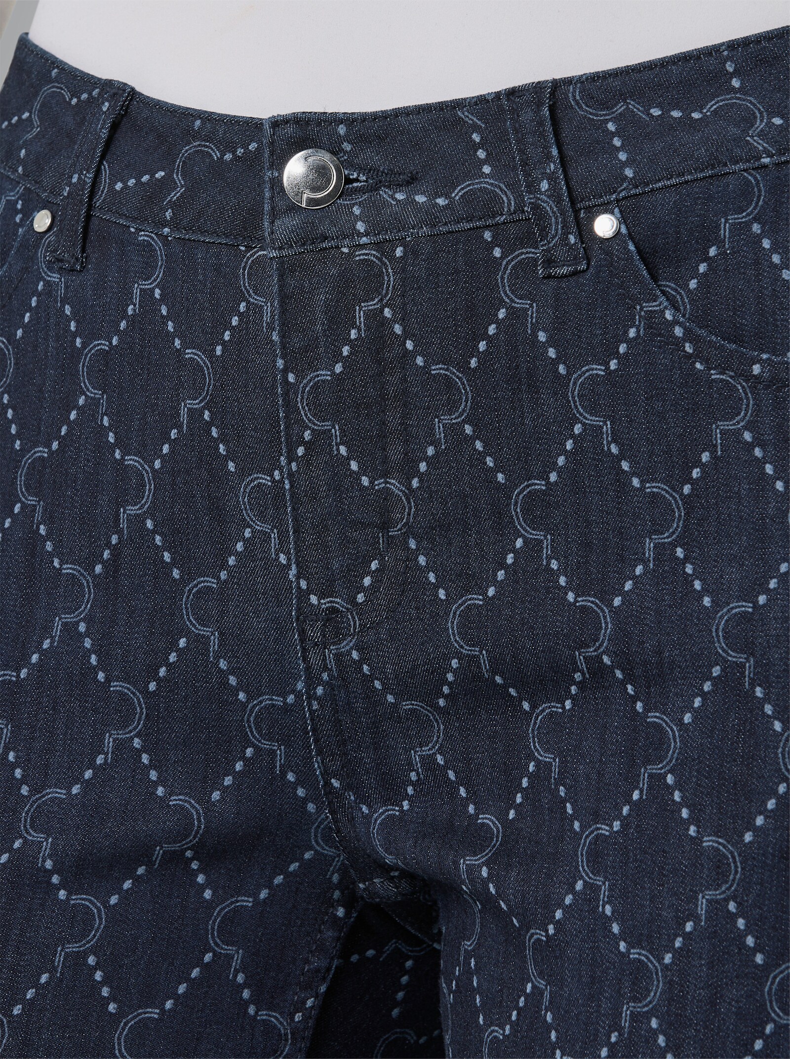 CREATION L PREMIUM 5-Pocket-Jeans mit Print-Dessin - dark blue