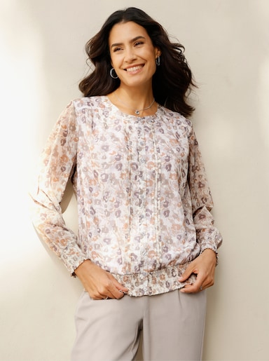 Druckbluse - ecru-sesam-bedruckt