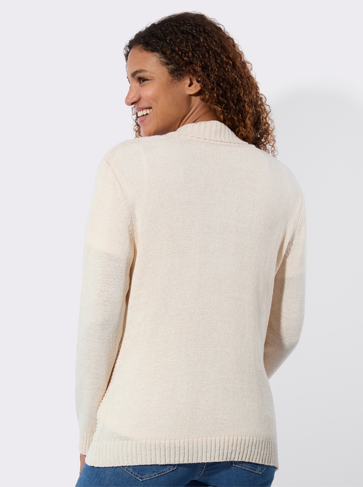 Strickjacke mit Reverskragen - champagner-elfenbein