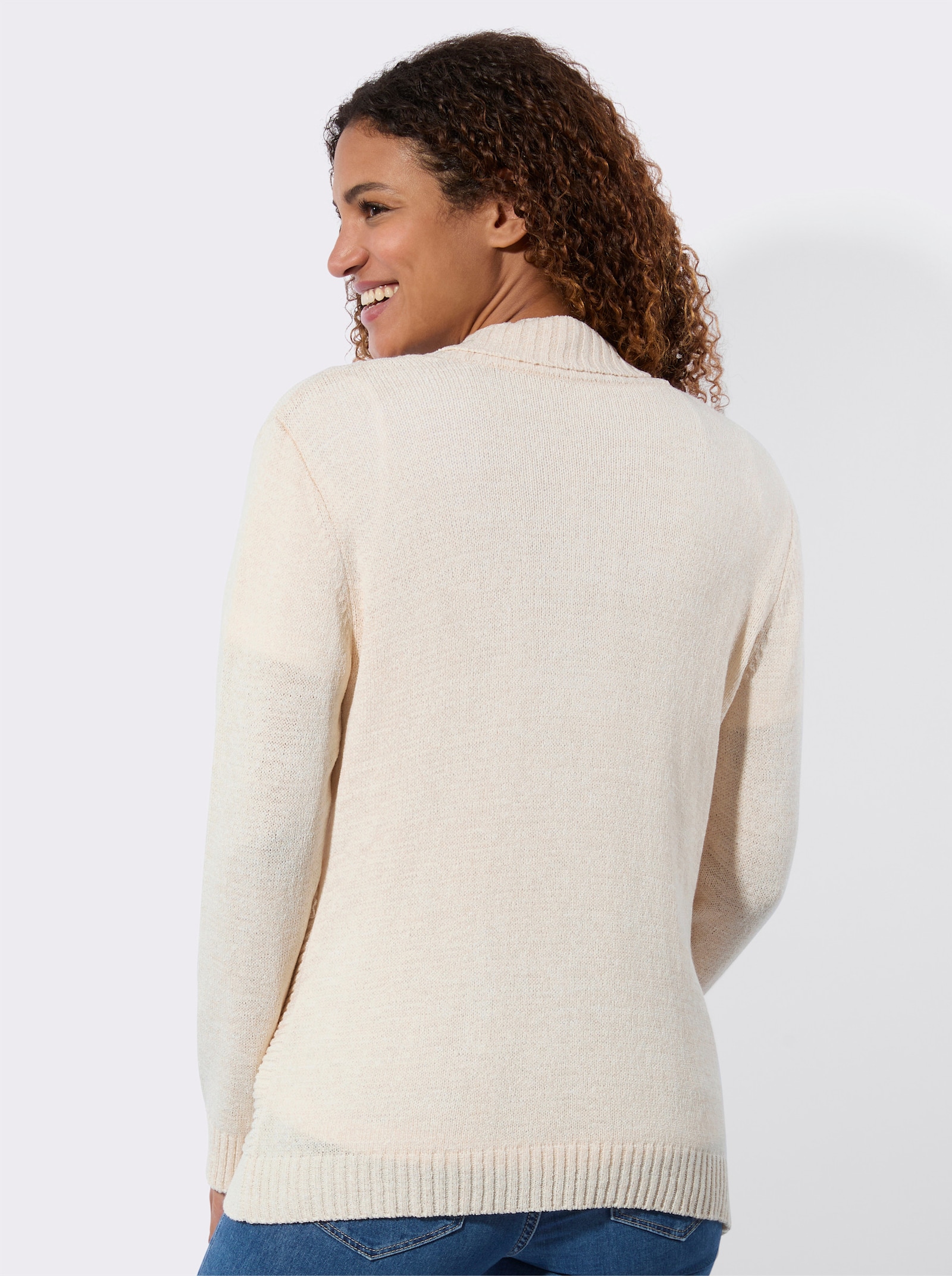 Vest met reverskraag - champagne/ivoor