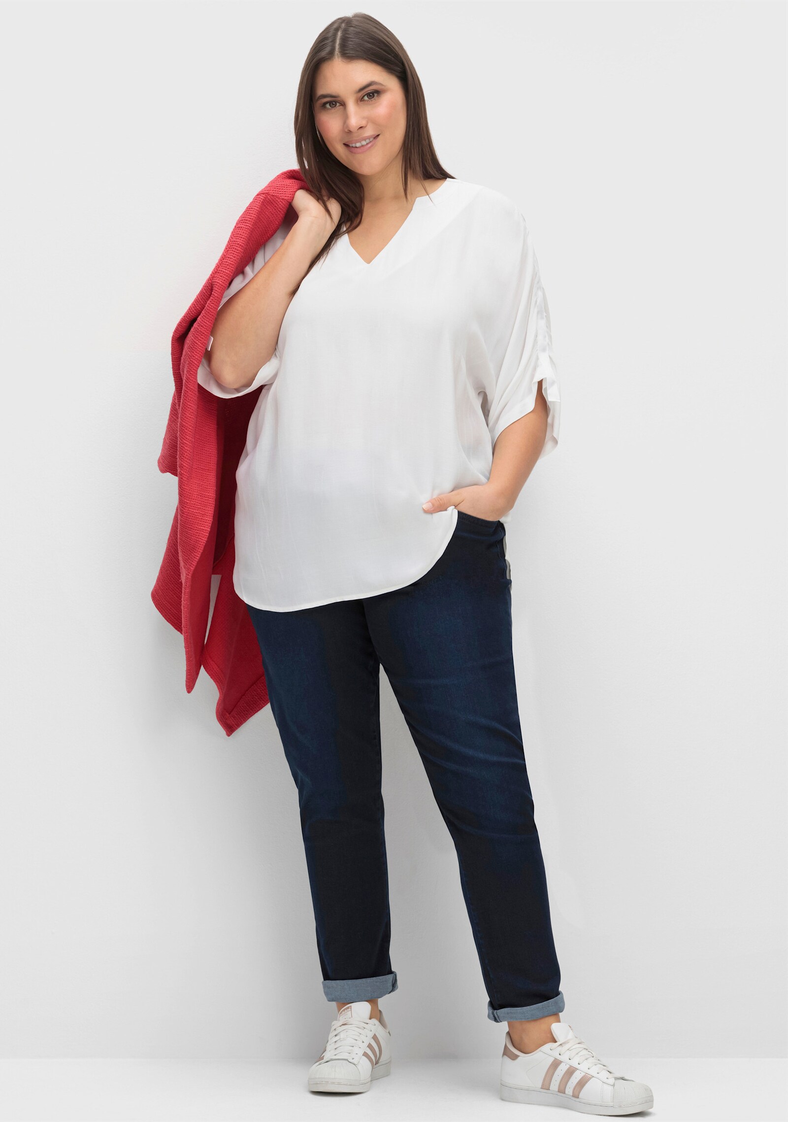 CREATION L PREMIUM Jeans mit Rippenstrick-Bund - dark blue