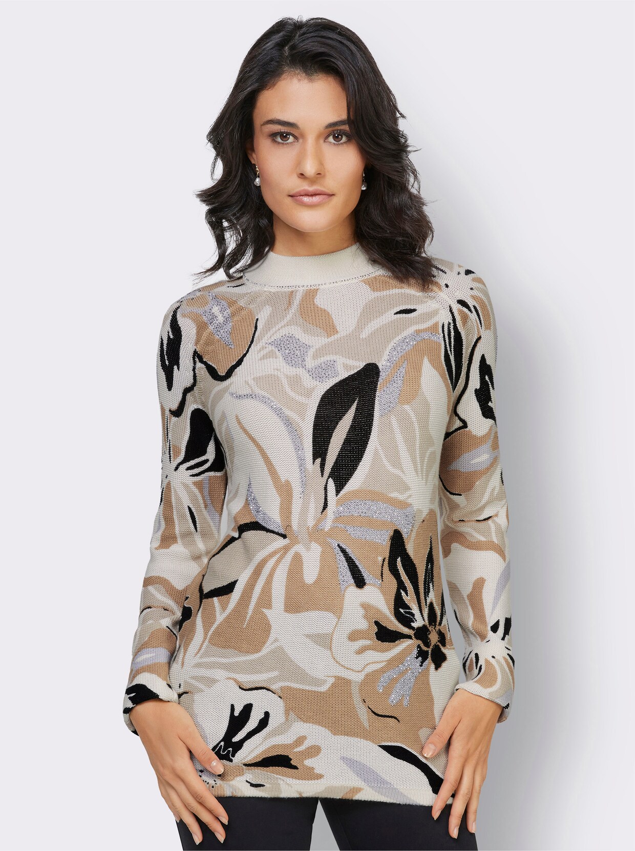 Pullover met lange mouwen - champagne geprint