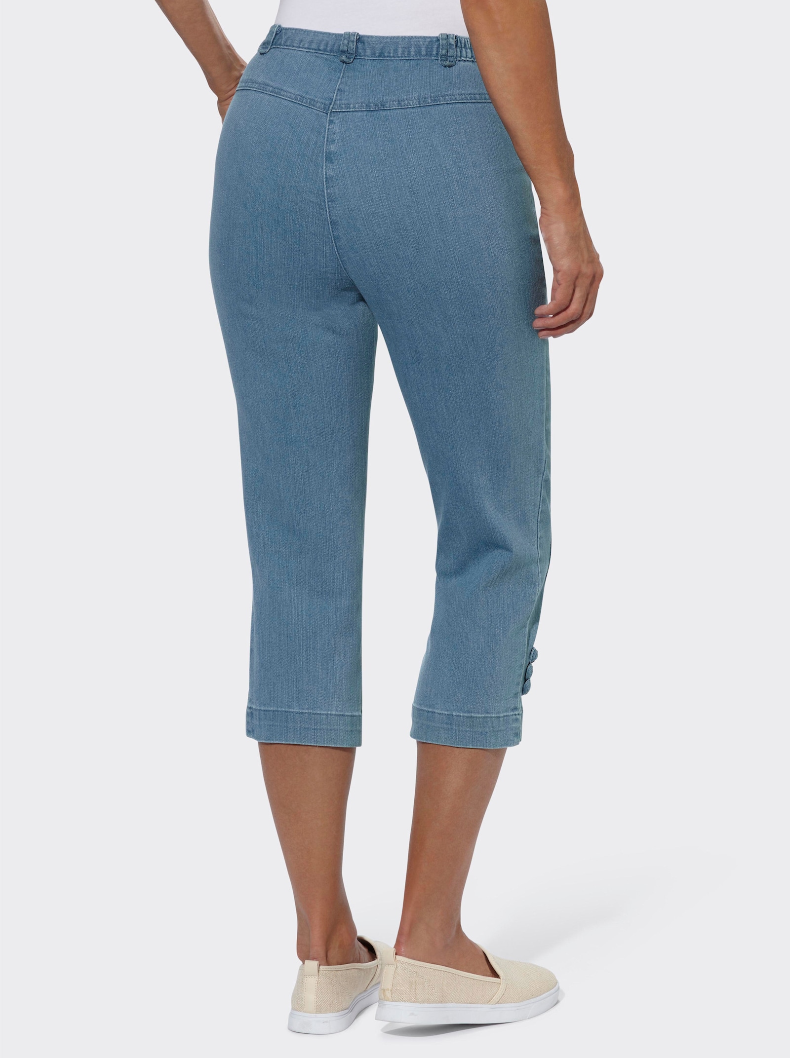 7/8-Jeans mit seitlichem Dehnbund - blue-bleached