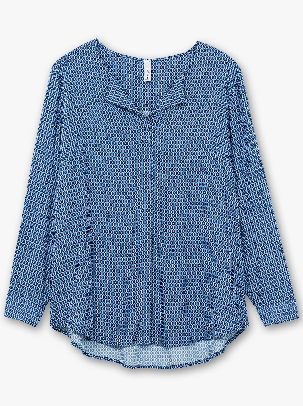 sheego Druckbluse - tiefblau-gemustert