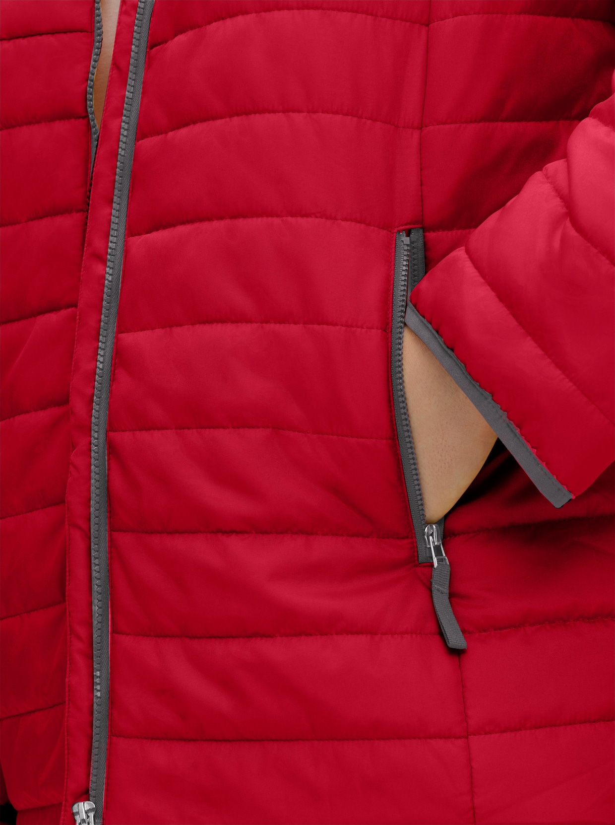 Steppjacke mit kontrastfarbenen Akzenten - rot