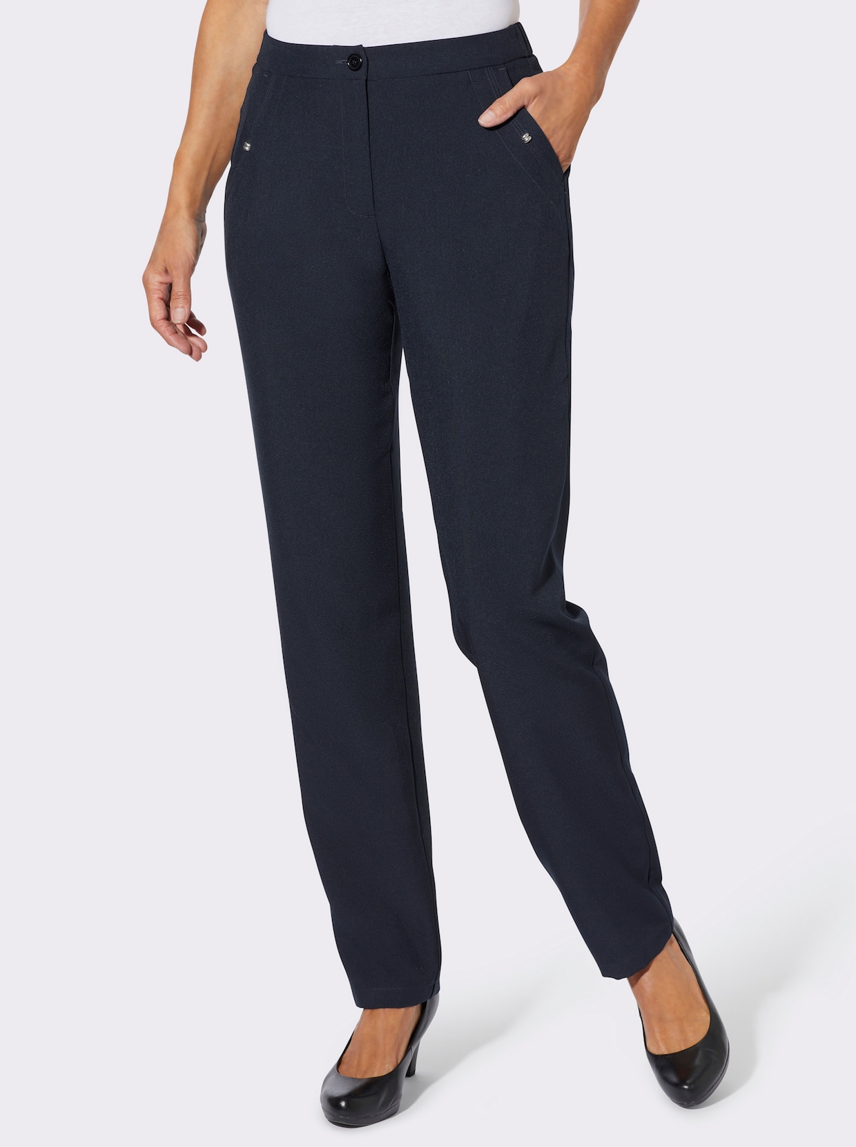 Broek met sierelement op de zakken - marine