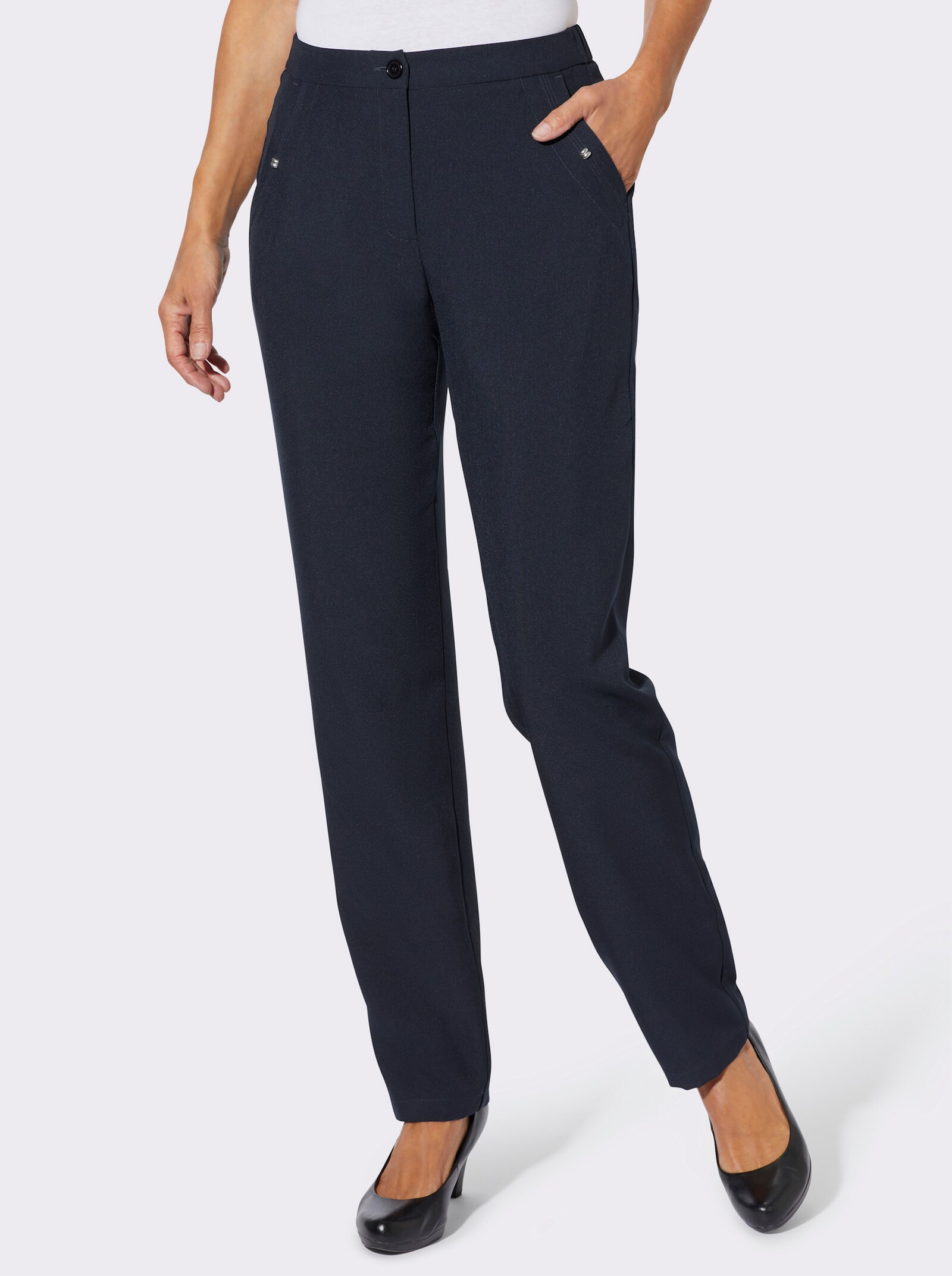 Broek met sierelement op de zakken - marine