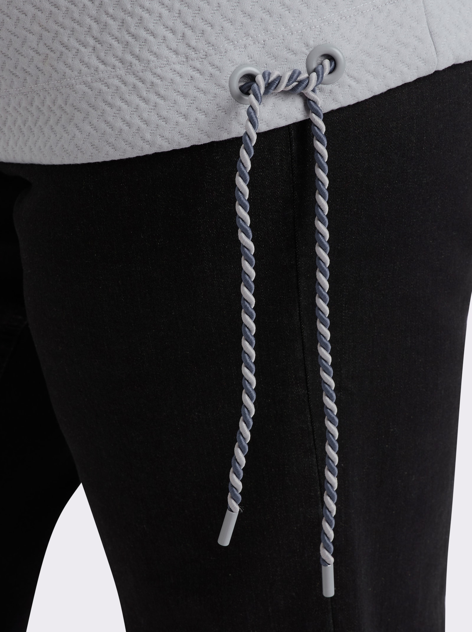sheego Sweatshirt in strukturierter Optik - hellgrau