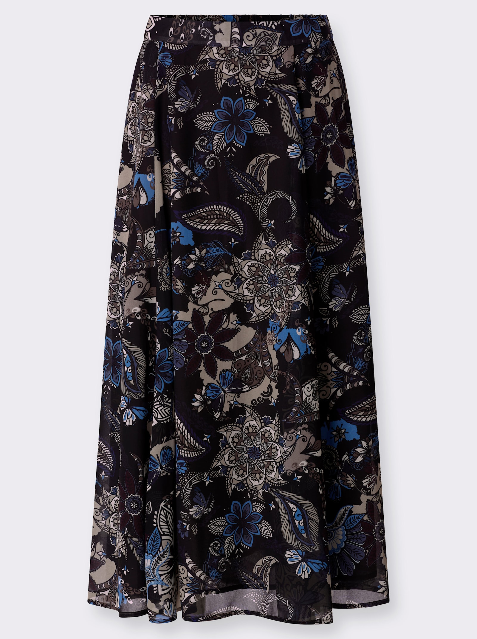 heine A-Linien-Rock in Georgette-Qualität - schwarz-taupe-bedruckt