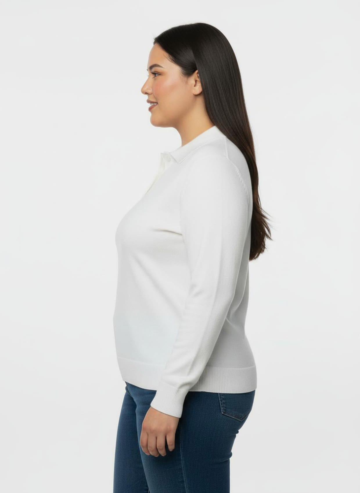 Polopullover mit kurzer Knopfleiste - ecru