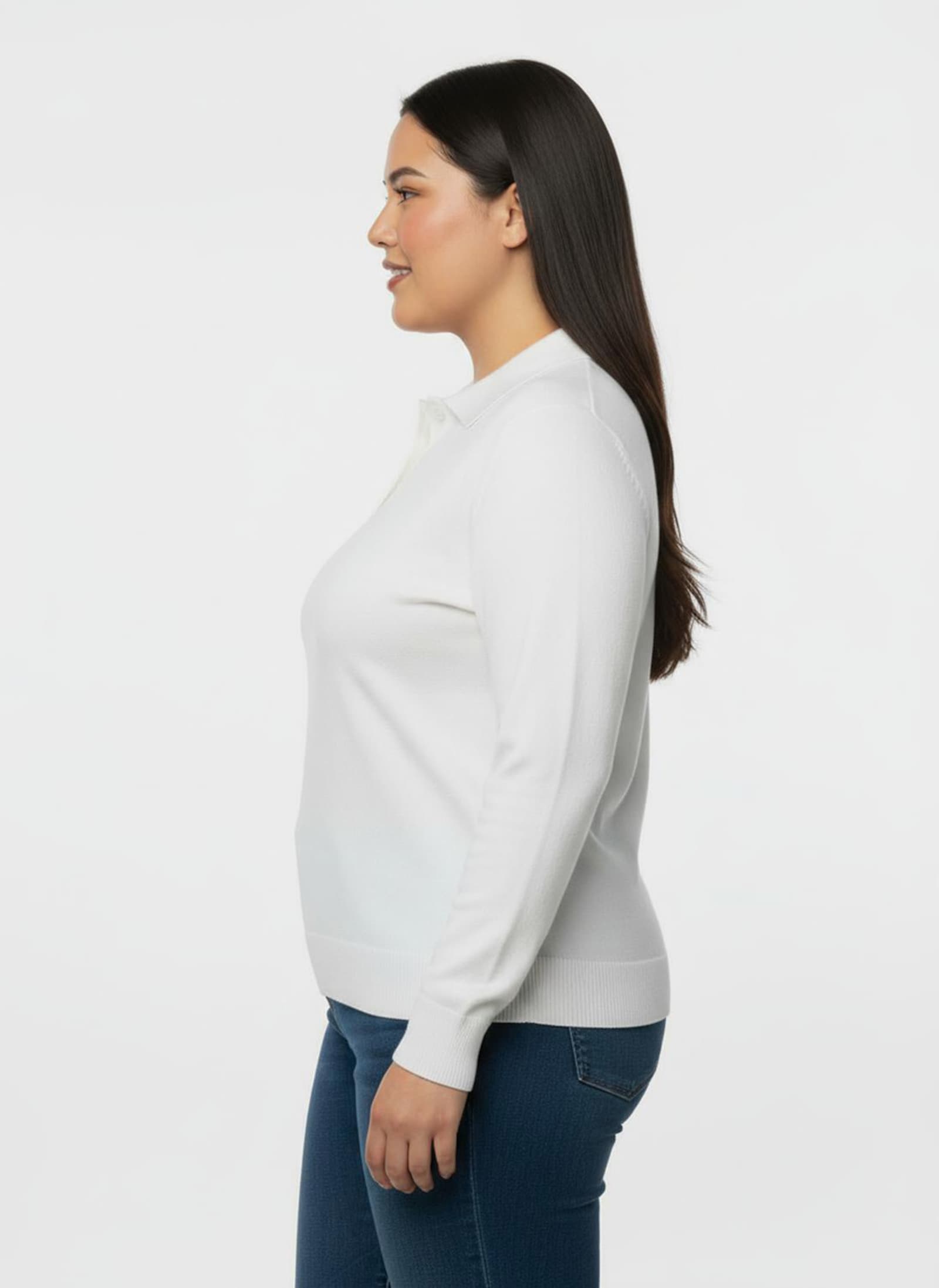 Polopullover mit kurzer Knopfleiste - ecru