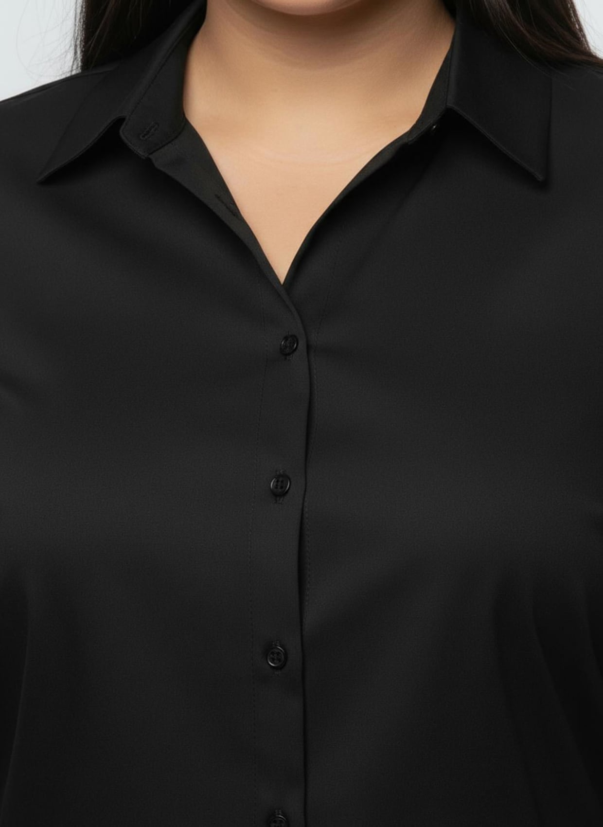 Hemdbluse mit 3/4-Ärmeln - schwarz