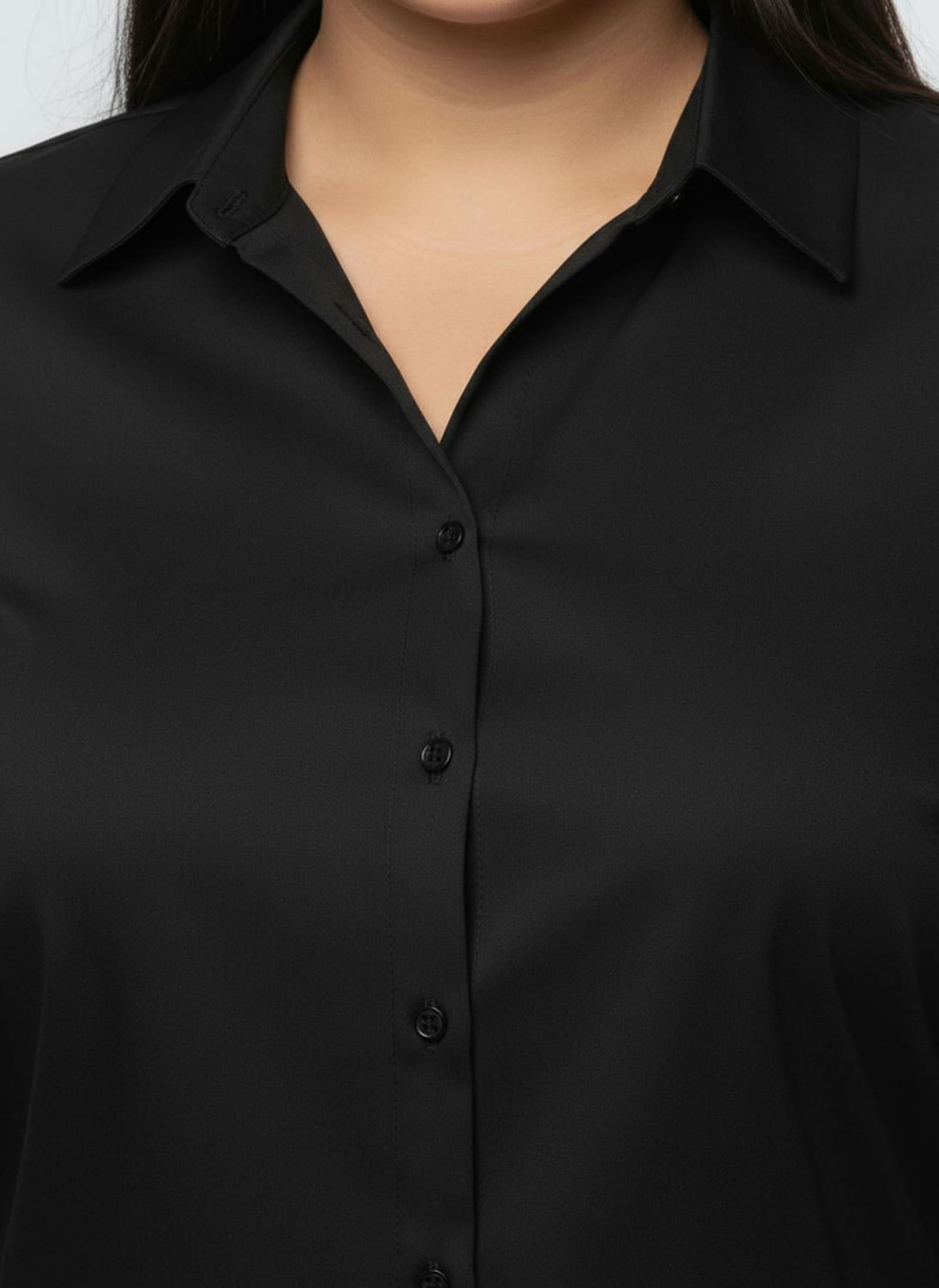 Hemdbluse mit 3/4-Ärmeln - schwarz